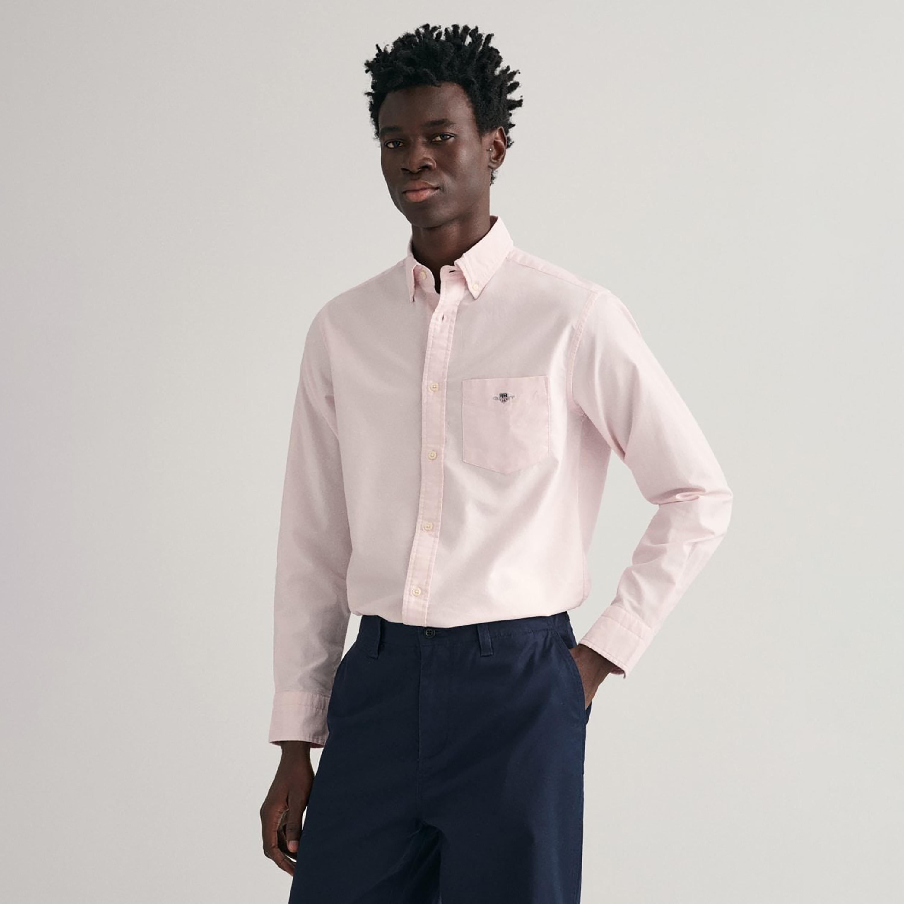 Gant Plain Regular Fit Long Sleeves Button-Down Collar Men's Shirt-men-clothing-shirts-image-1