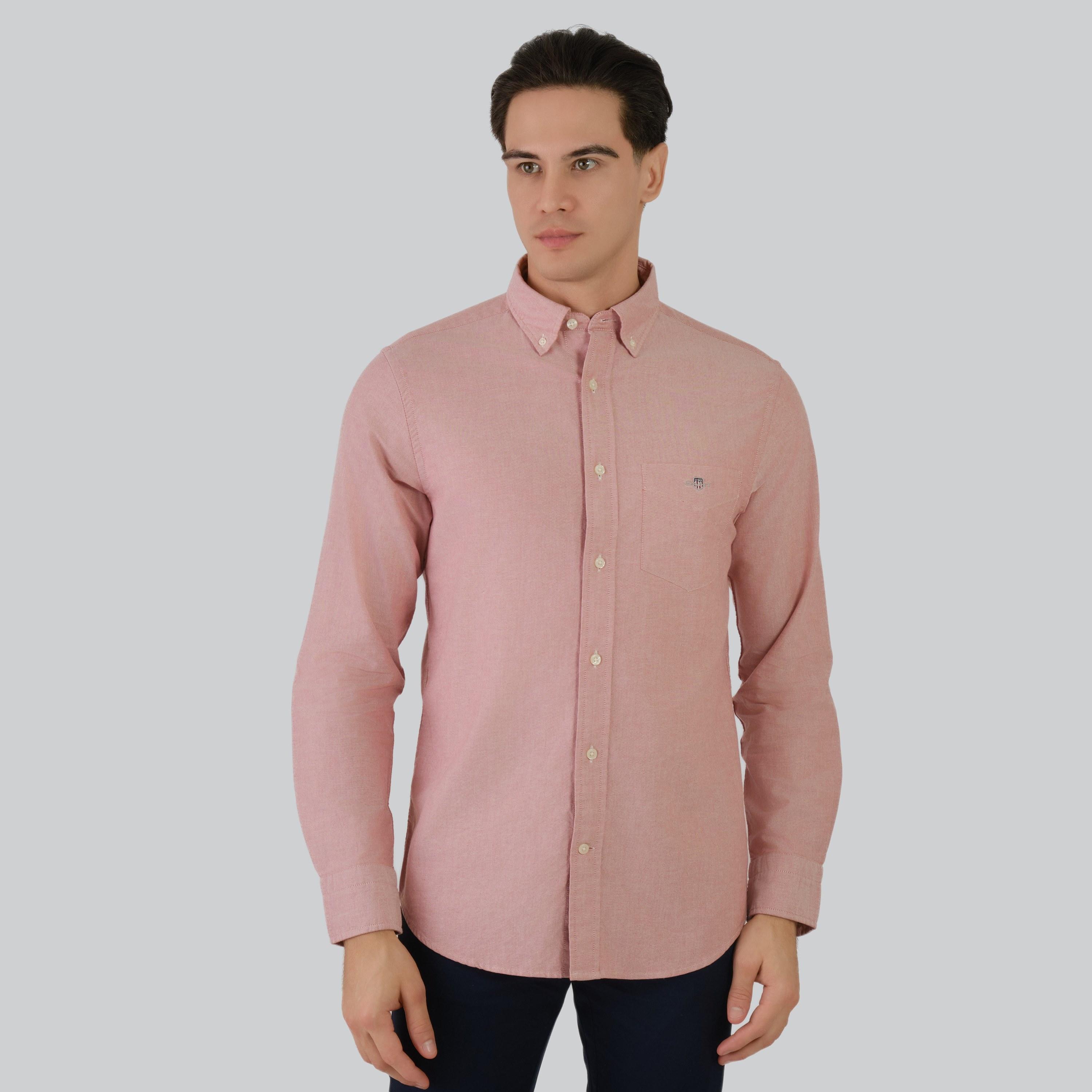 Gant Regular Fit Plain Button-Down Collar Long Sleeves Men's Shirt-men-clothing-shirts-image-3