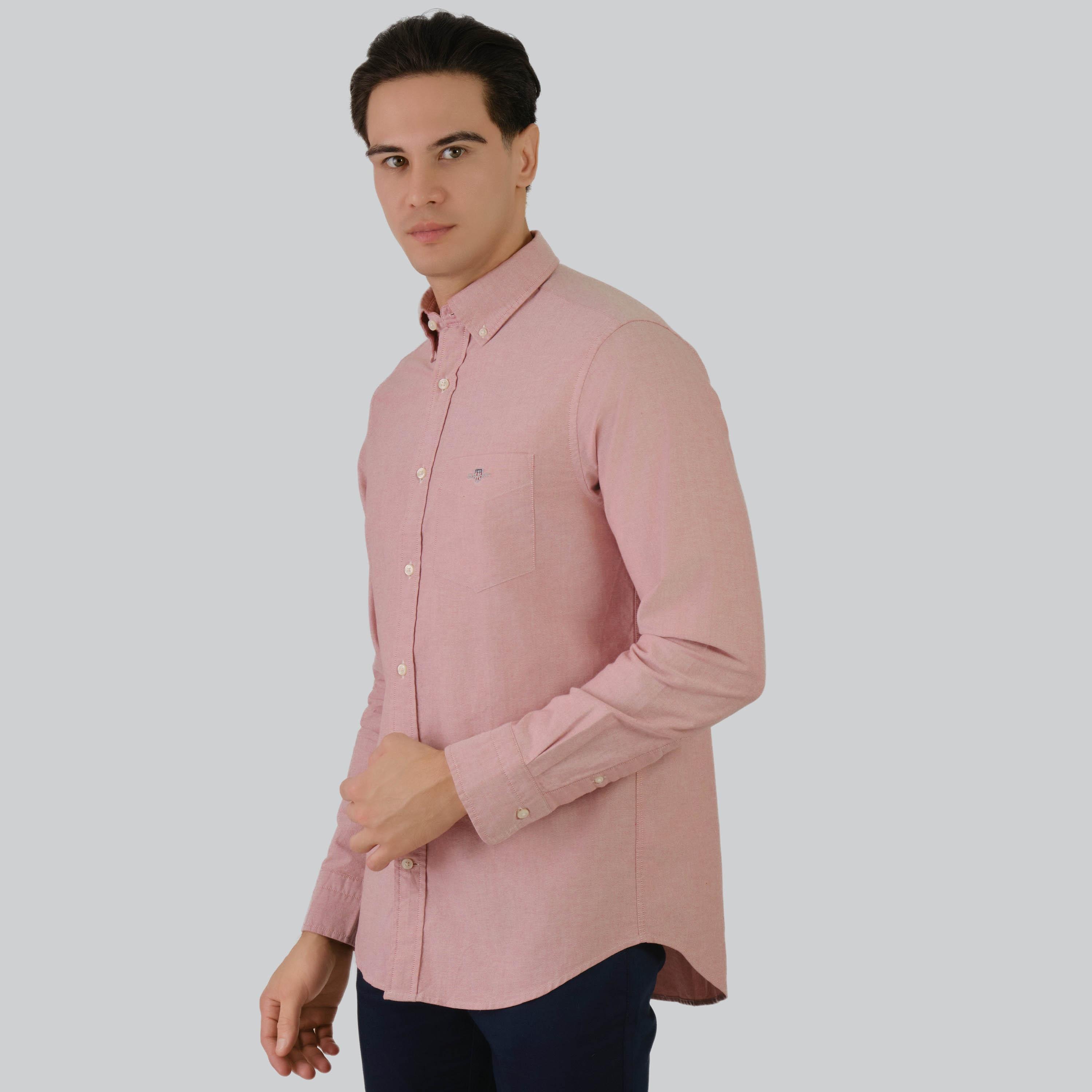 Gant Regular Fit Plain Button-Down Collar Long Sleeves Men's Shirt-men-clothing-shirts-image-6