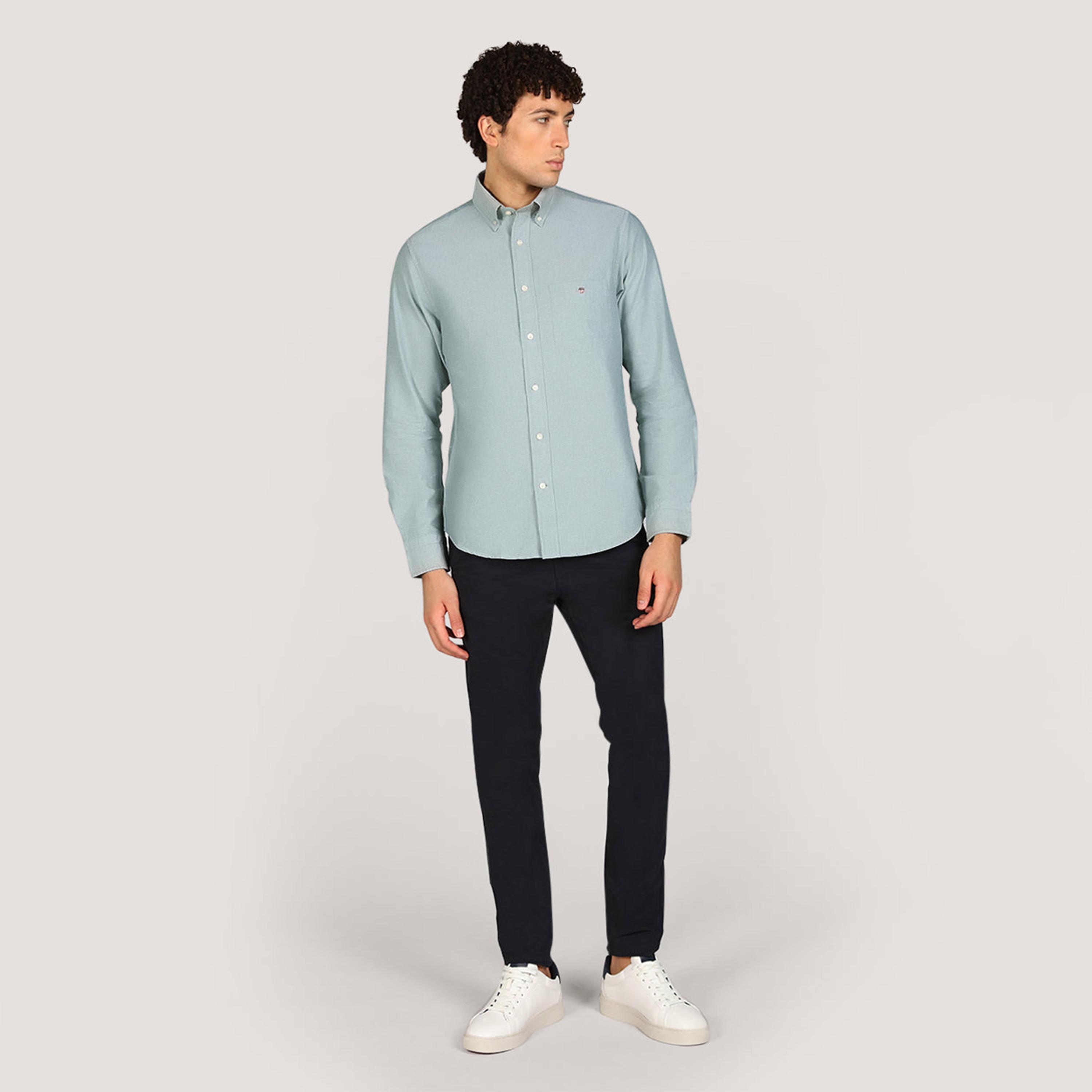 Gant Plain Regular Fit Long Sleeves Oxford Button-Down Collar Men's Shirt-men-clothing-shirts-image-2