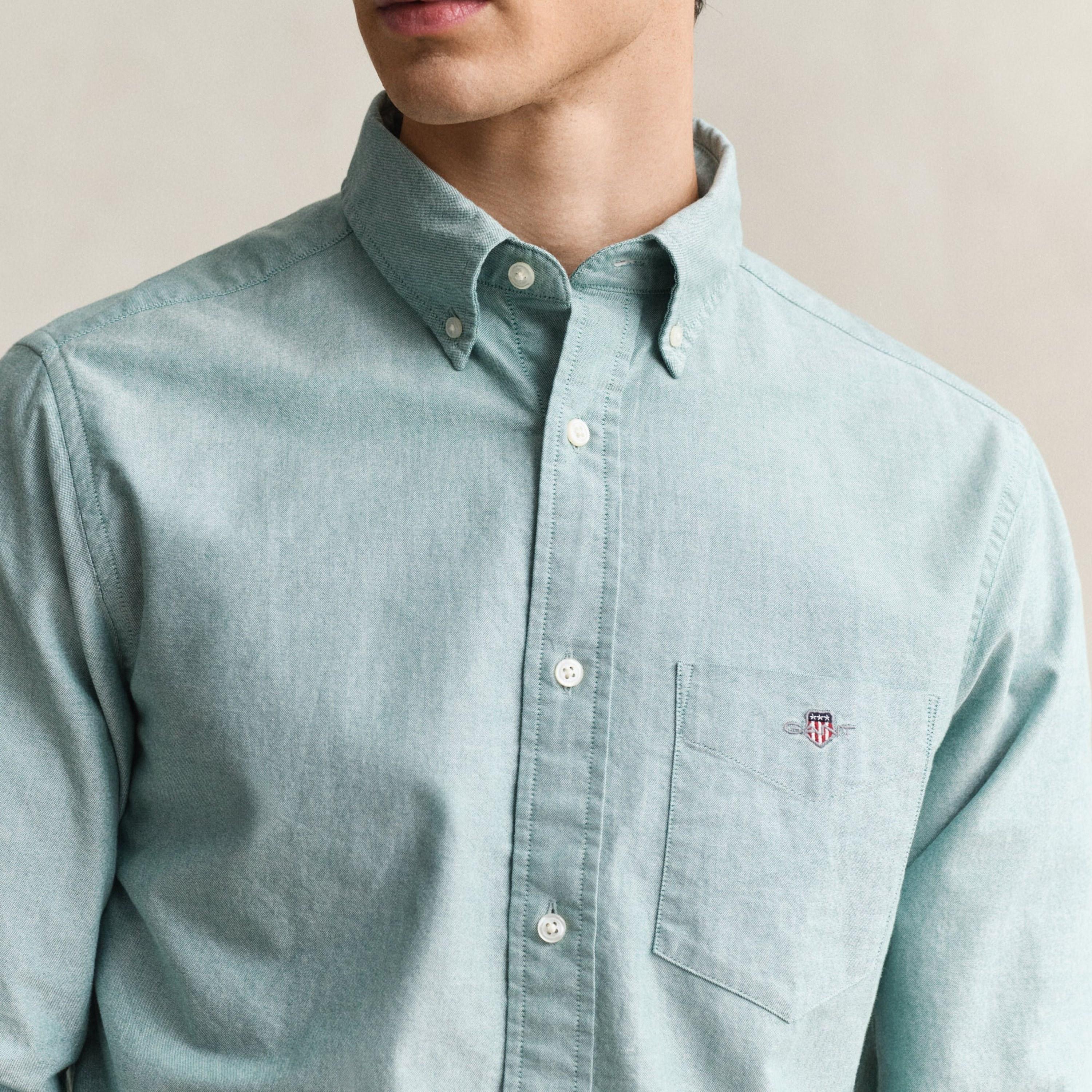 Gant Regular Fit Plain Button-Down Collar Long Sleeves Men's Shirt-men-clothing-shirts-image-2