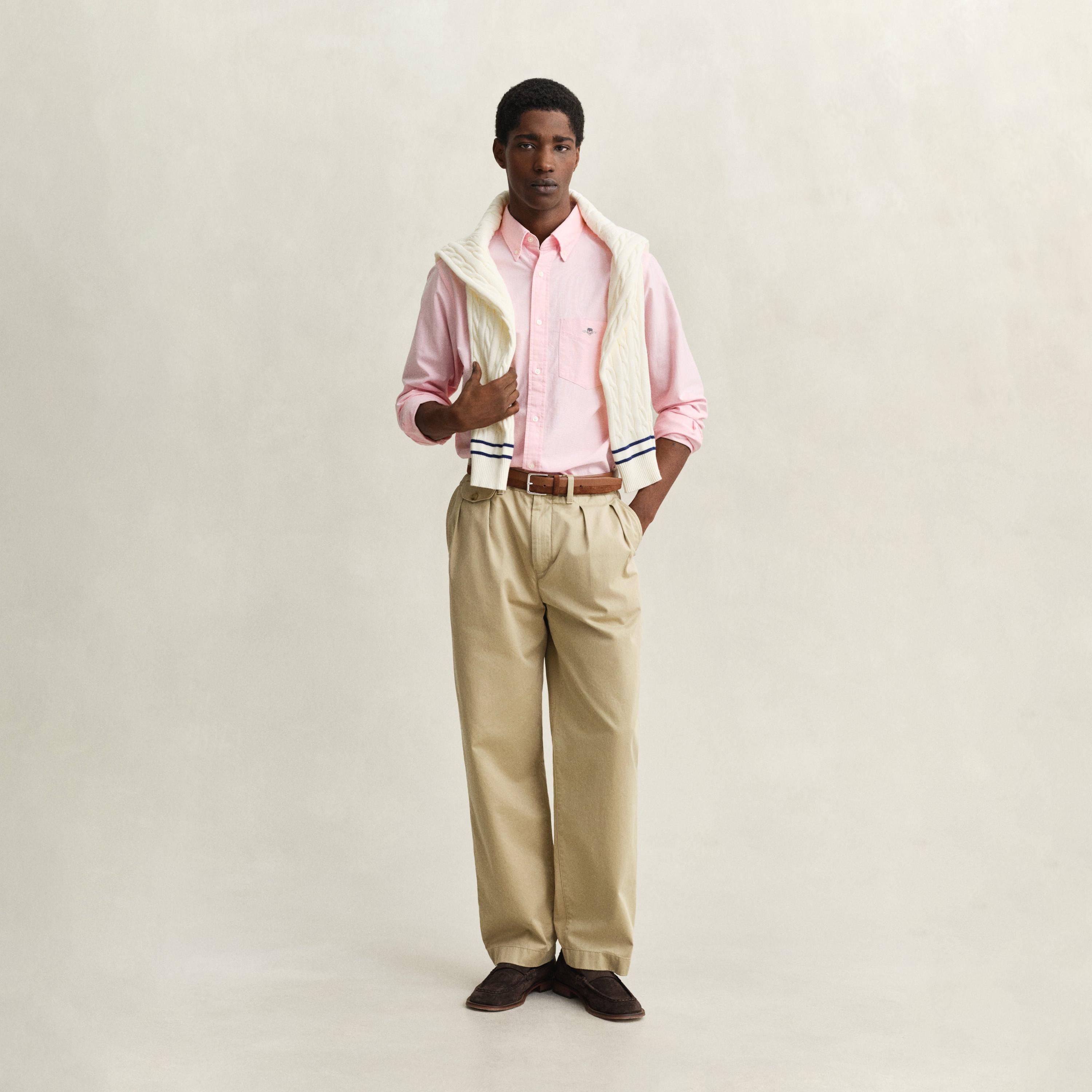 قميص رجالي بقصة عادية بياقة بأزرار سفلية سادة وأكمام طويلة من جانت.-men-clothing-shirts-image-13