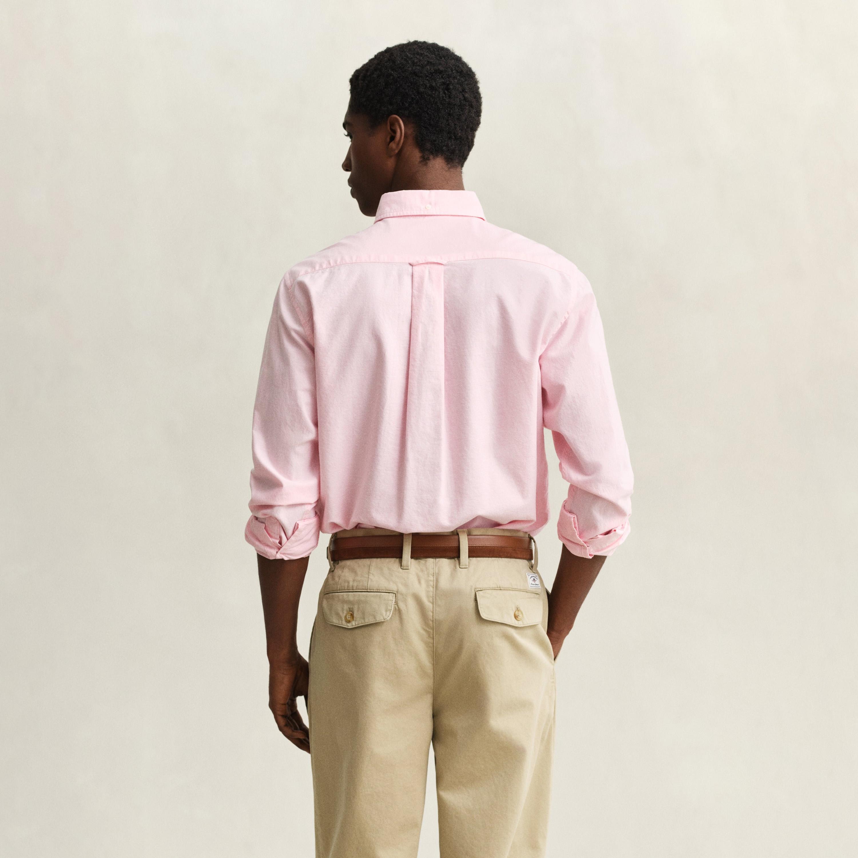 قميص رجالي بقصة عادية بياقة بأزرار سفلية سادة وأكمام طويلة من جانت.-men-clothing-shirts-image-14