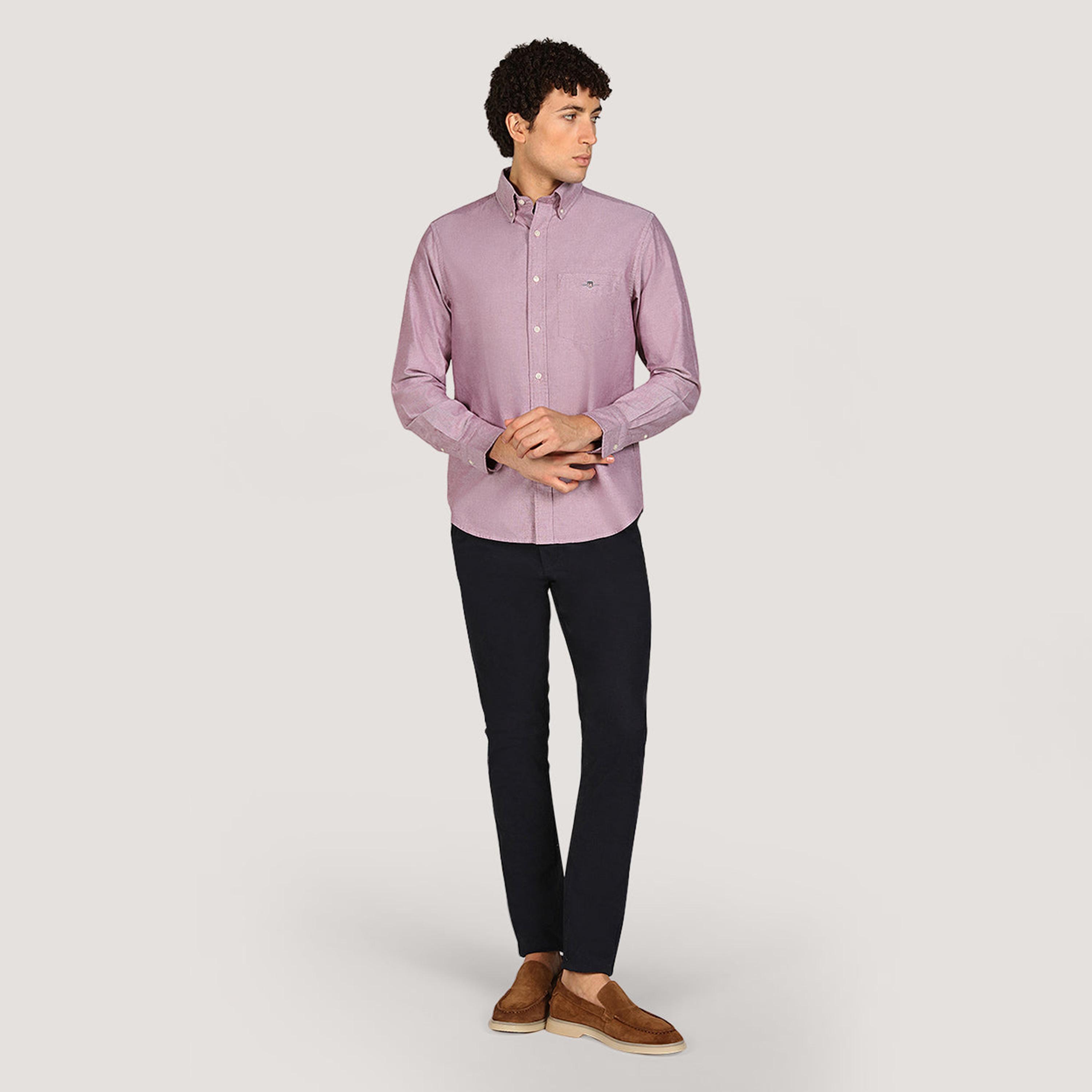 Gant Plain Regular Fit Long Sleeves Oxford Button-Down Collar Men's Shirt-men-clothing-shirts-image-2