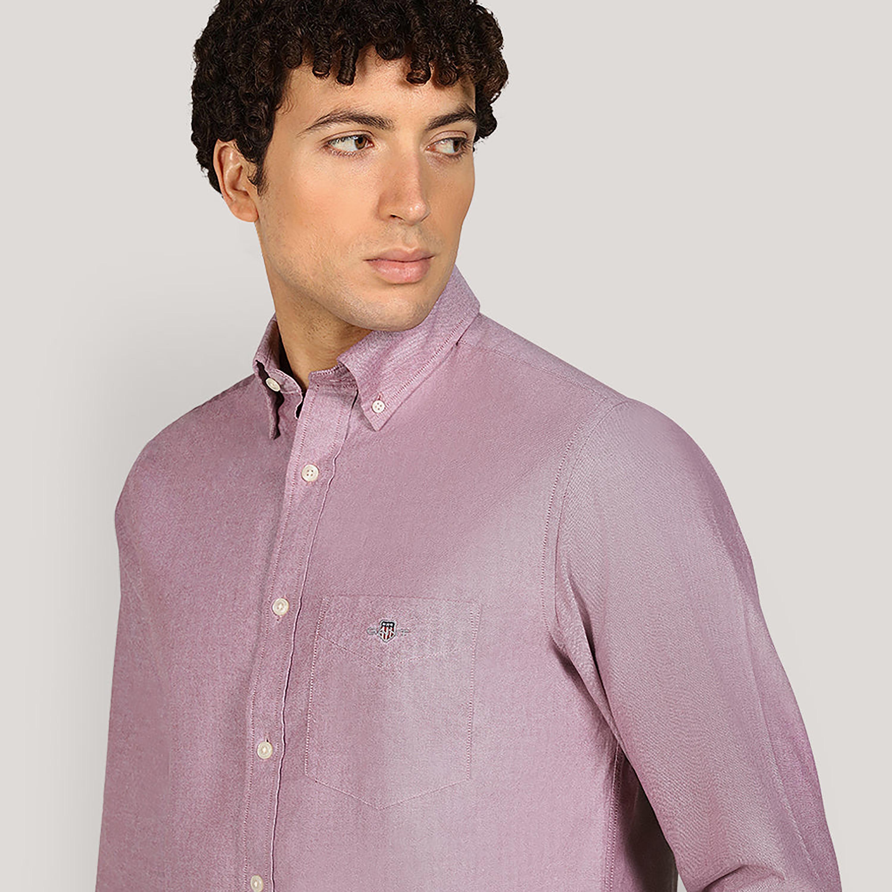 قميص أكسفورد رجالي بقصة عادية بياقة بأزرار وأكمام طويلة، سادة من جانت-men-clothing-shirts-image-11