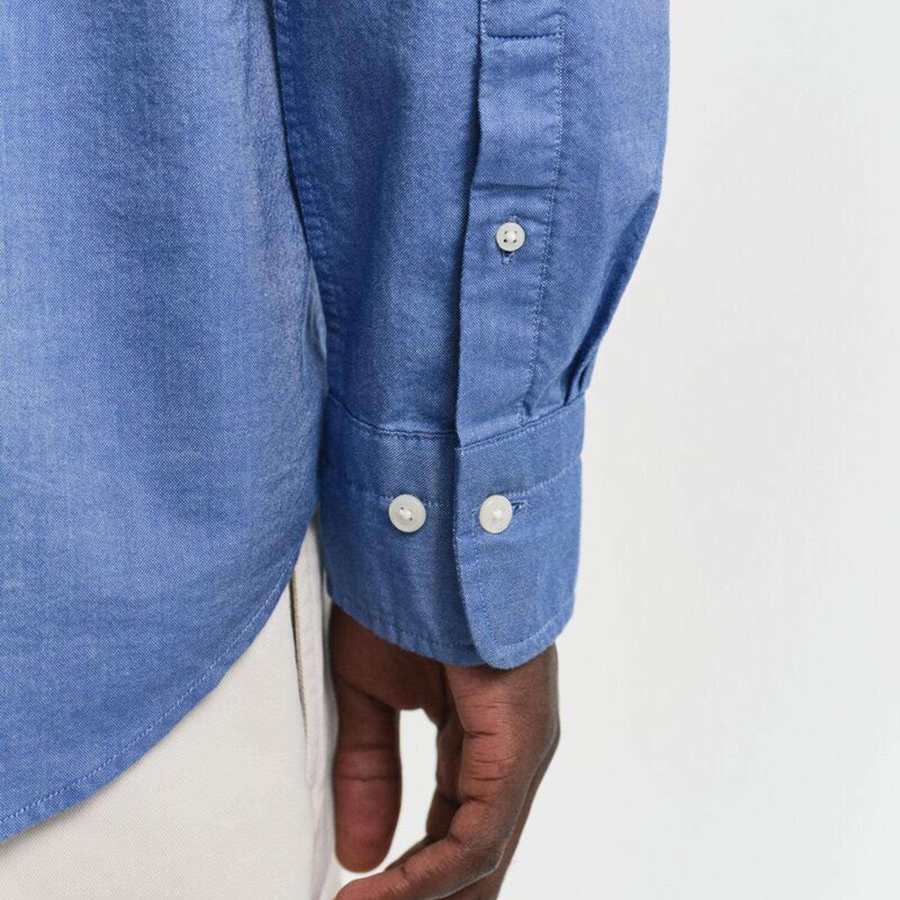 قميص رجالي بقصة عادية بياقة بأزرار سفلية سادة وأكمام طويلة من جانت.-men-clothing-shirts-image-2