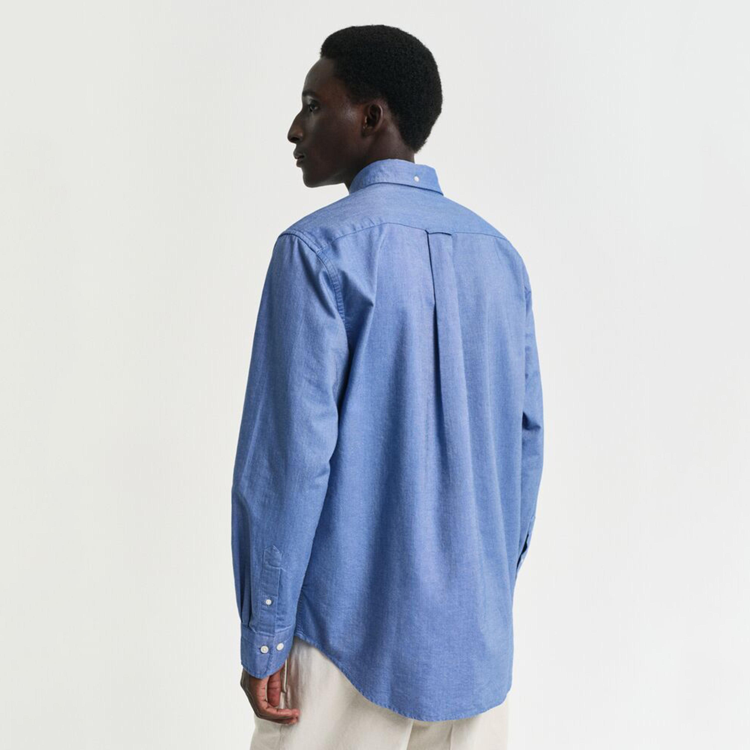 قميص رجالي بقصة عادية بياقة بأزرار سفلية سادة وأكمام طويلة من جانت.-men-clothing-shirts-image-4