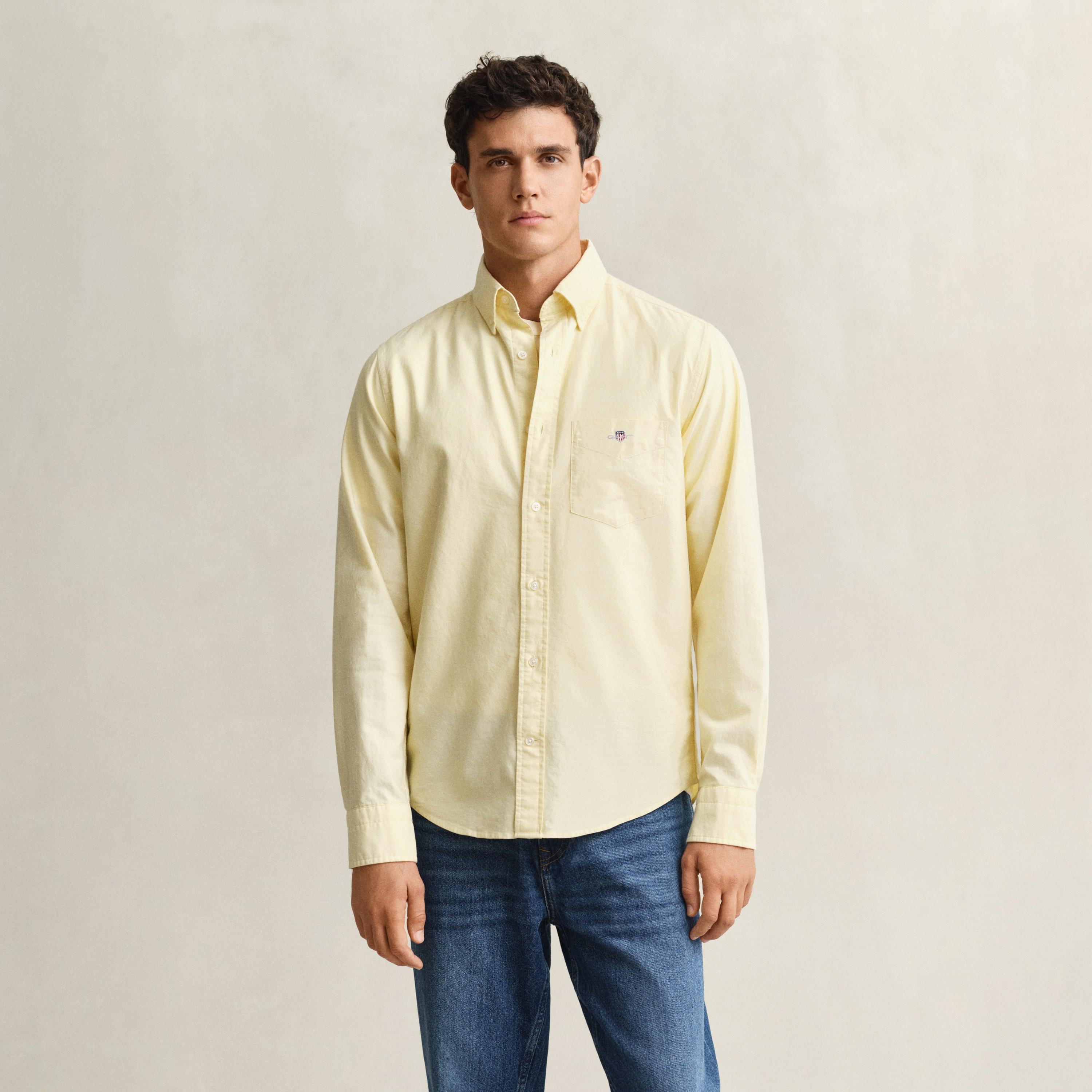 Gant Regular Fit Plain Button-Down Collar Long Sleeves Men's Shirt-men-clothing-shirts-image-1