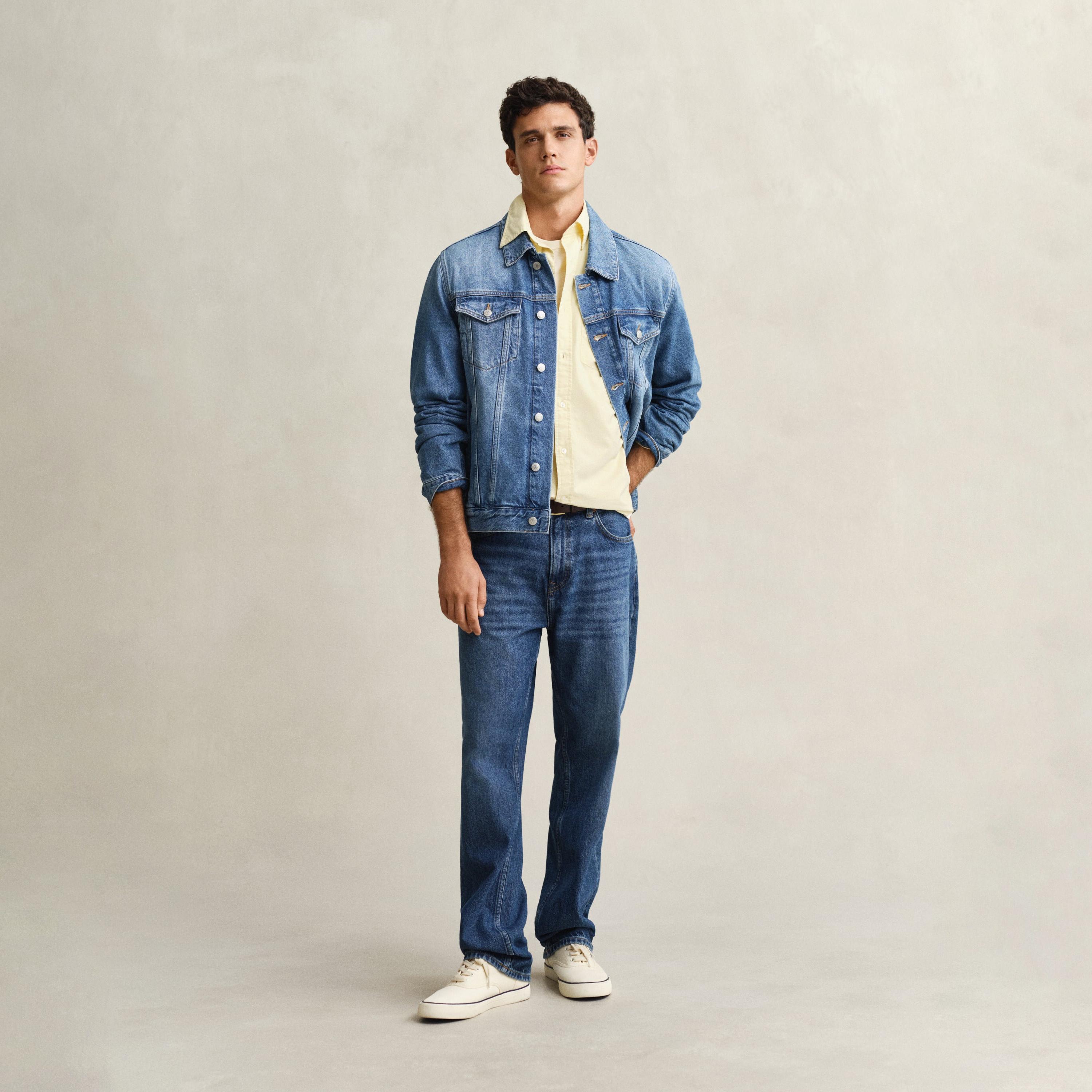قميص رجالي بقصة عادية بياقة بأزرار سفلية سادة وأكمام طويلة من جانت.-men-clothing-shirts-image-19