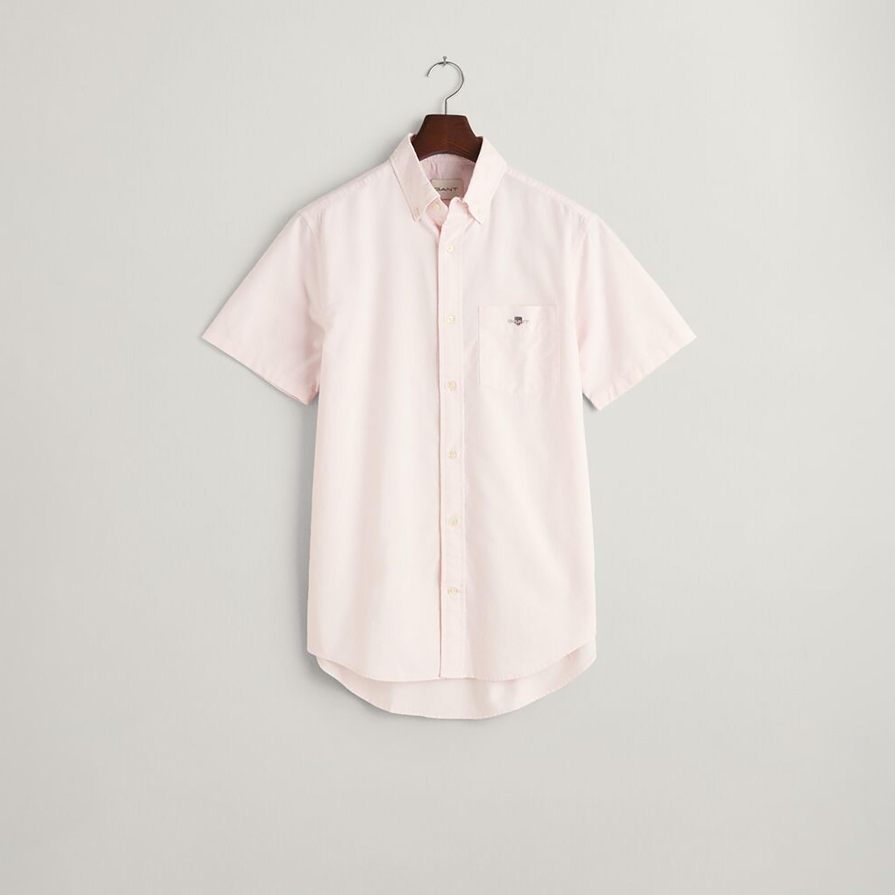 Gant Regular Fit Plain Button-Down Collar Short Sleeves Men's Shirt-men-clothing-shirts-image-3