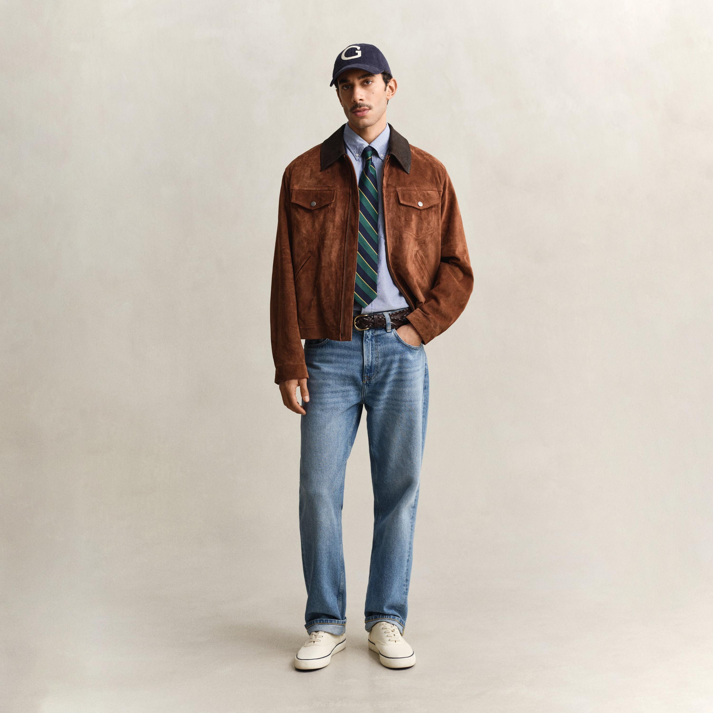 قميص أكسفورد رجالي بقصة عادية بياقة بأزرار وأكمام قصيرة، سادة من جانت-men-clothing-shirts-image-16
