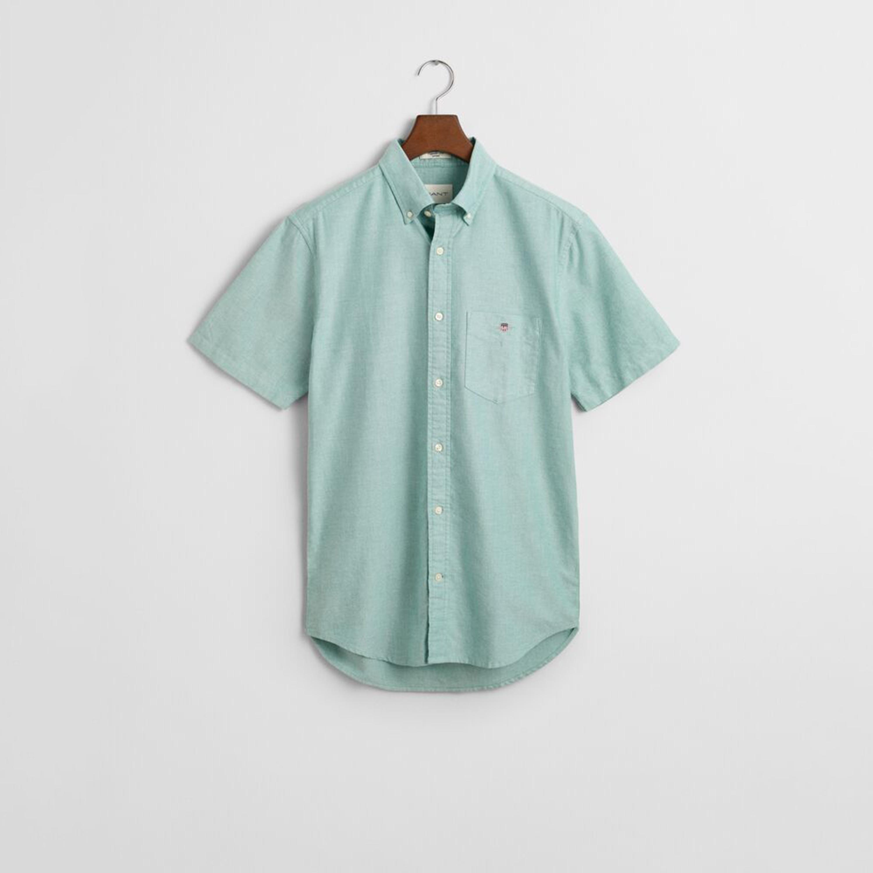 Gant Regular Fit Plain Button-Down Collar Short Sleeves Men's Shirt-men-clothing-shirts-image-1