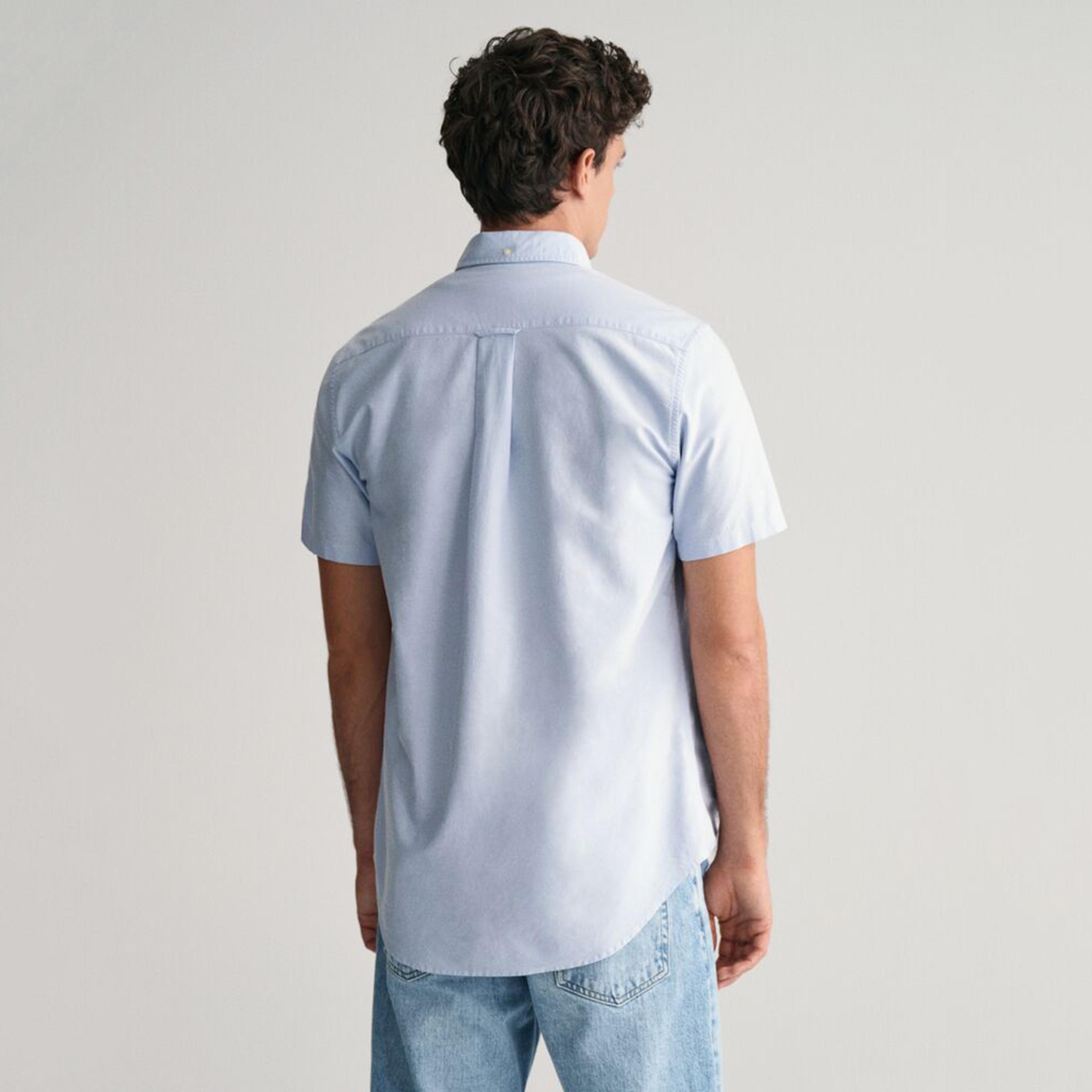 Gant Regular Fit Plain Button-Down Collar Short Sleeves Men's Shirt-men-clothing-shirts-image-2