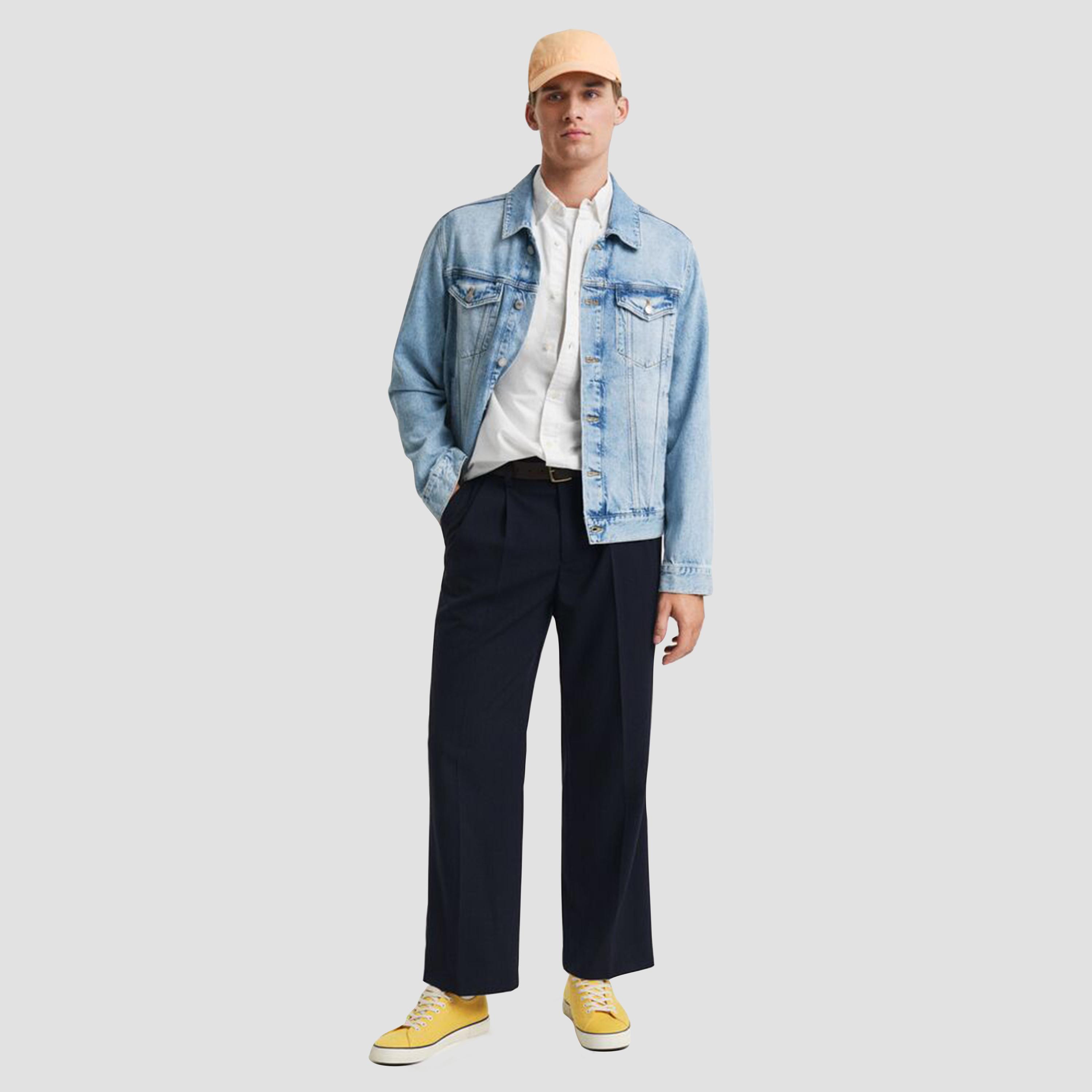 قميص أكسفورد رجالي بقصة عادية بياقة بأزرار وأكمام قصيرة، سادة من جانت-men-clothing-shirts-image-2