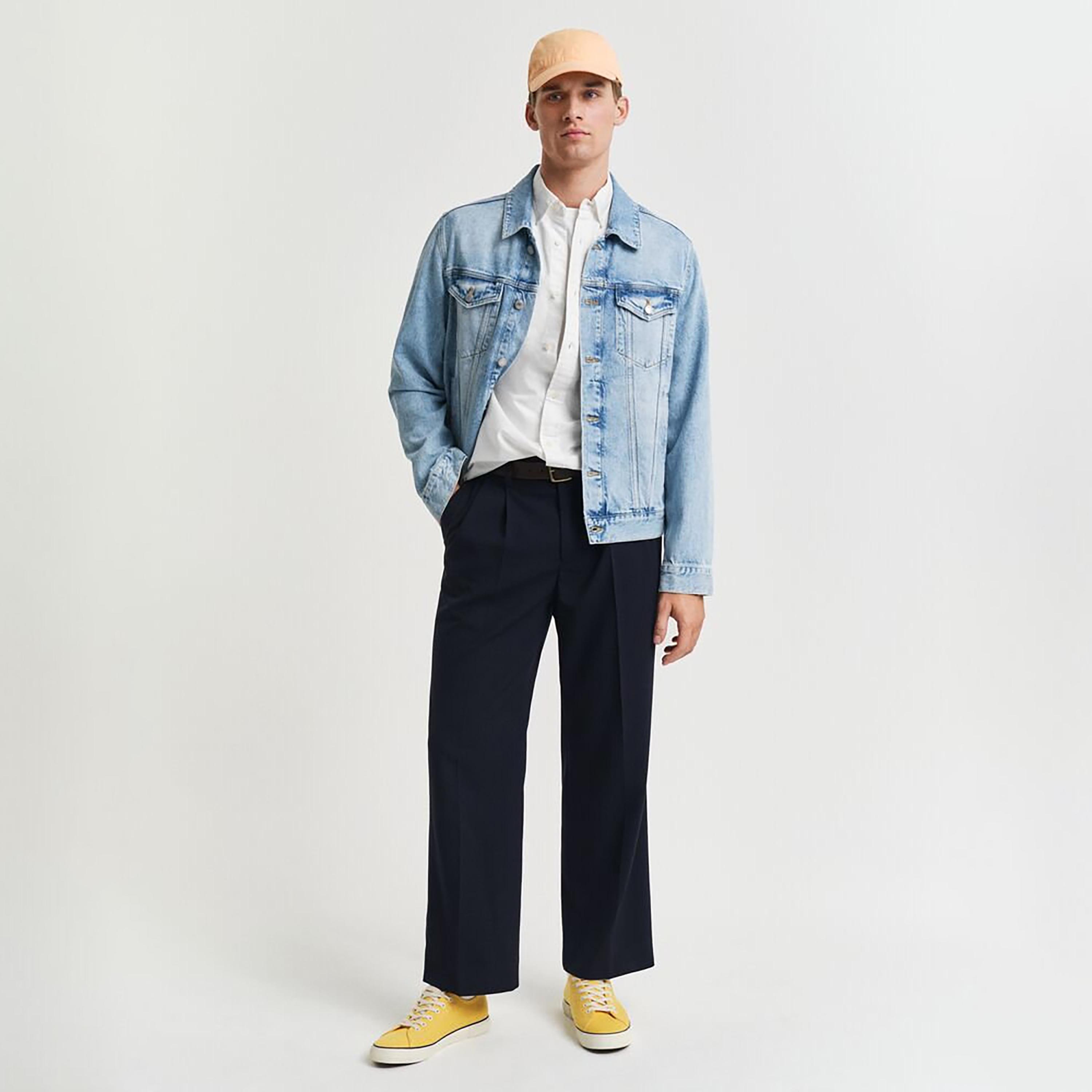 قميص أكسفورد رجالي بقصة عادية بياقة بأزرار وأكمام قصيرة، سادة من جانت-men-clothing-shirts-image-6