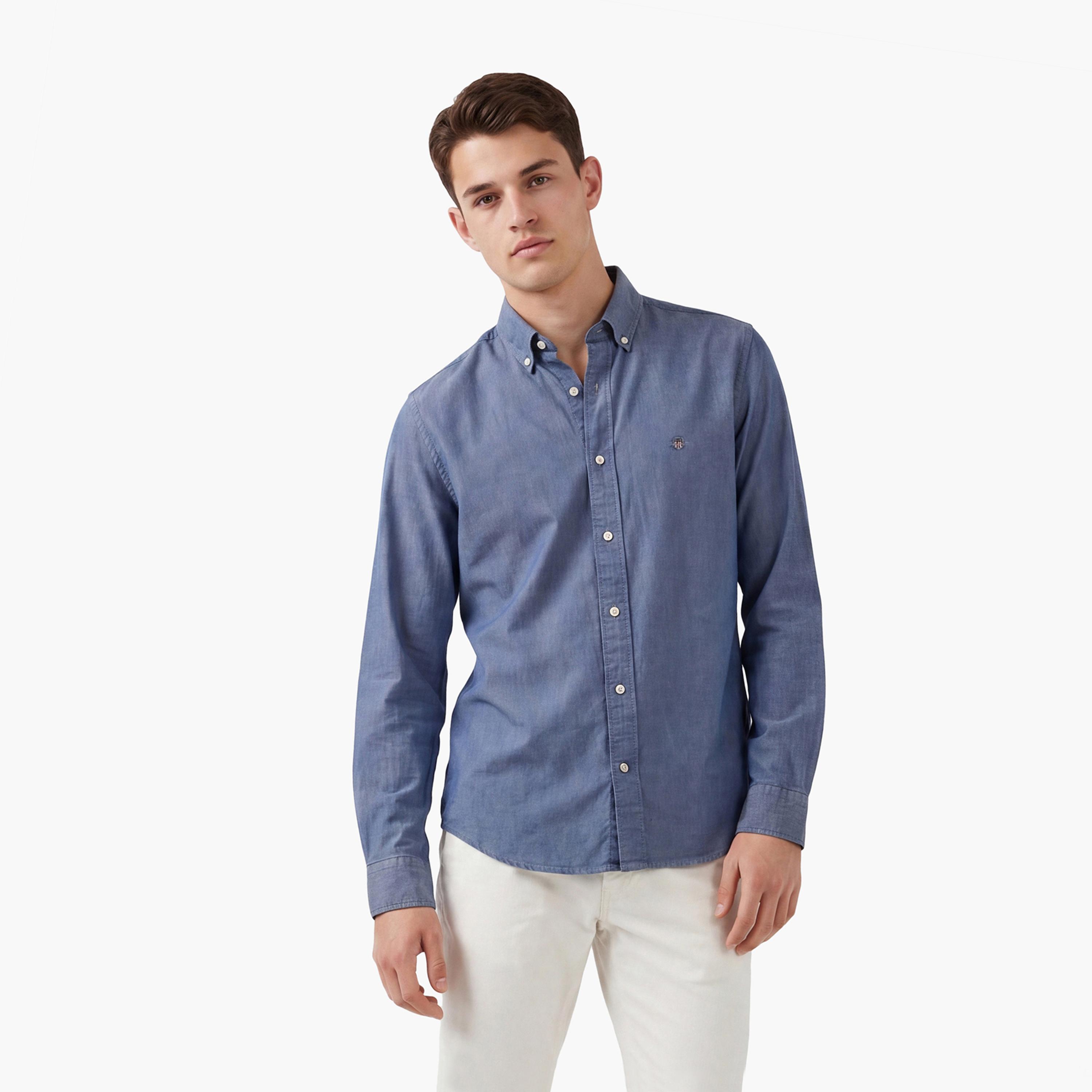 Gant Logo Detail Button Down Collar Long Sleeves Shirt-men-clothing-shirts-image-1