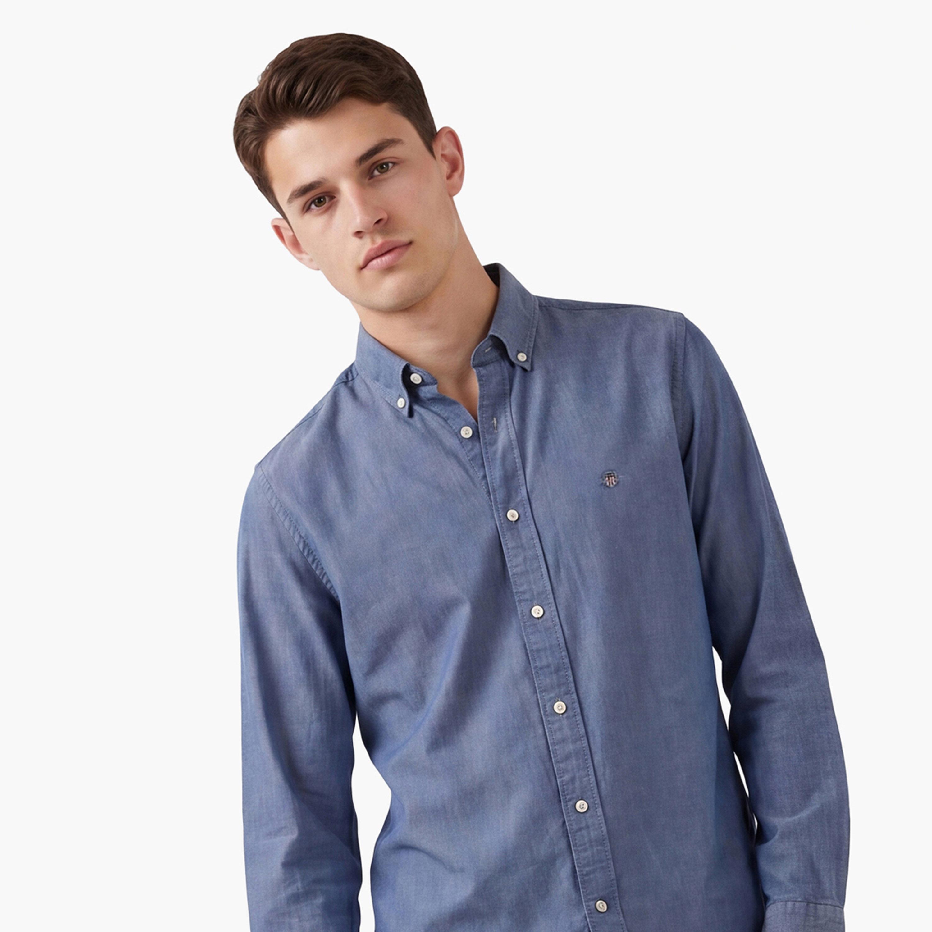 Gant Logo Detail Button Down Collar Long Sleeves Shirt-men-clothing-shirts-image-4