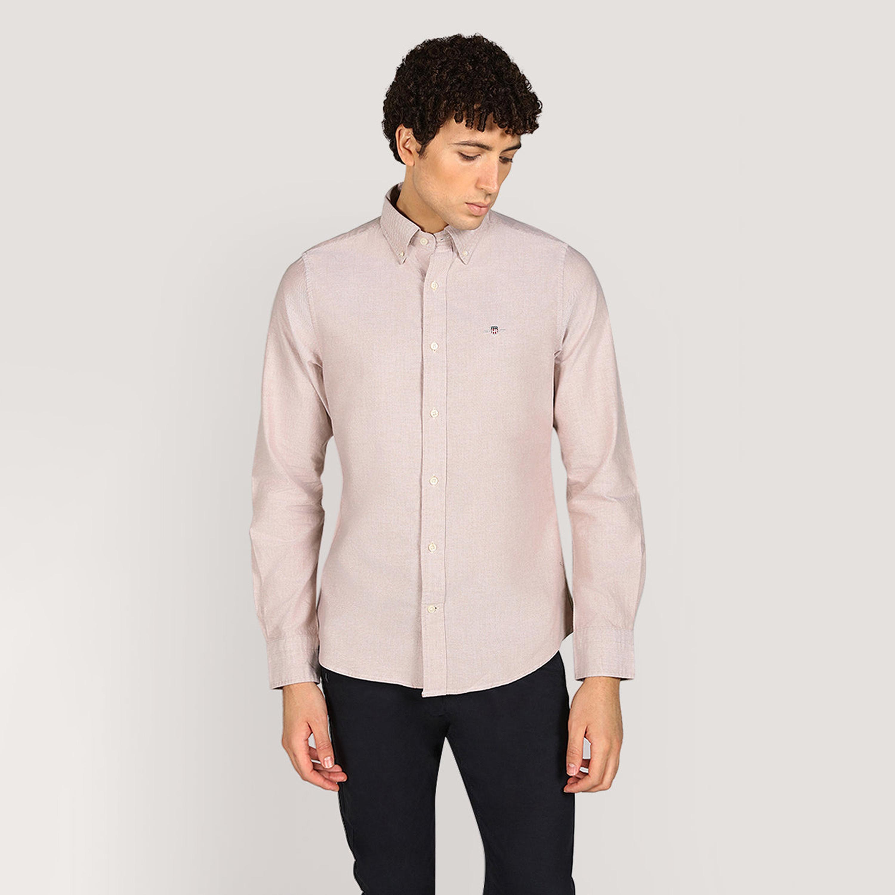 Gant Plain Slim Fit Long Sleeves Classic Oxford Button-Down Collar Men's Shirt-men-clothing-shirts-image-5