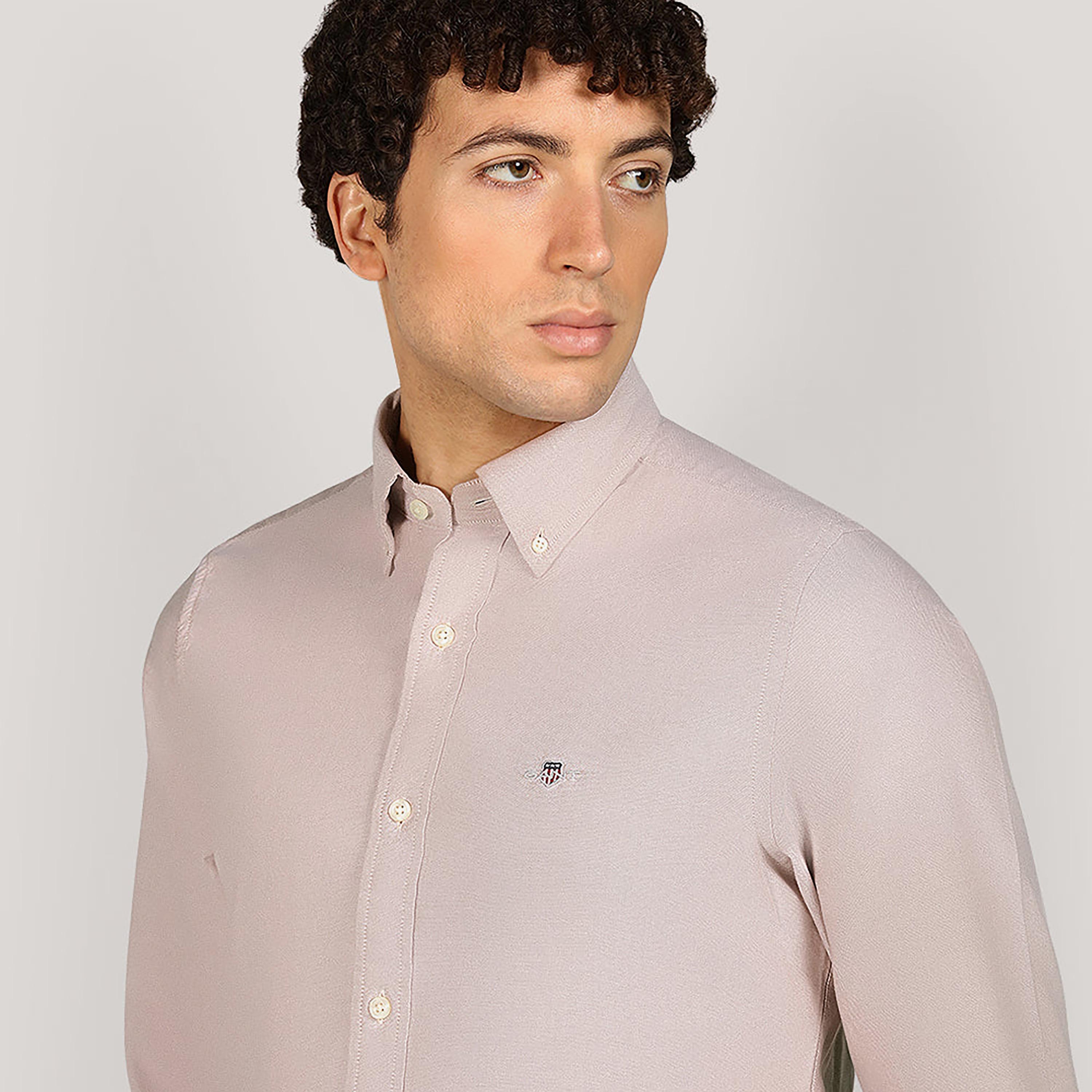 Gant Plain Slim Fit Long Sleeves Classic Oxford Button-Down Collar Men's Shirt-men-clothing-shirts-image-7