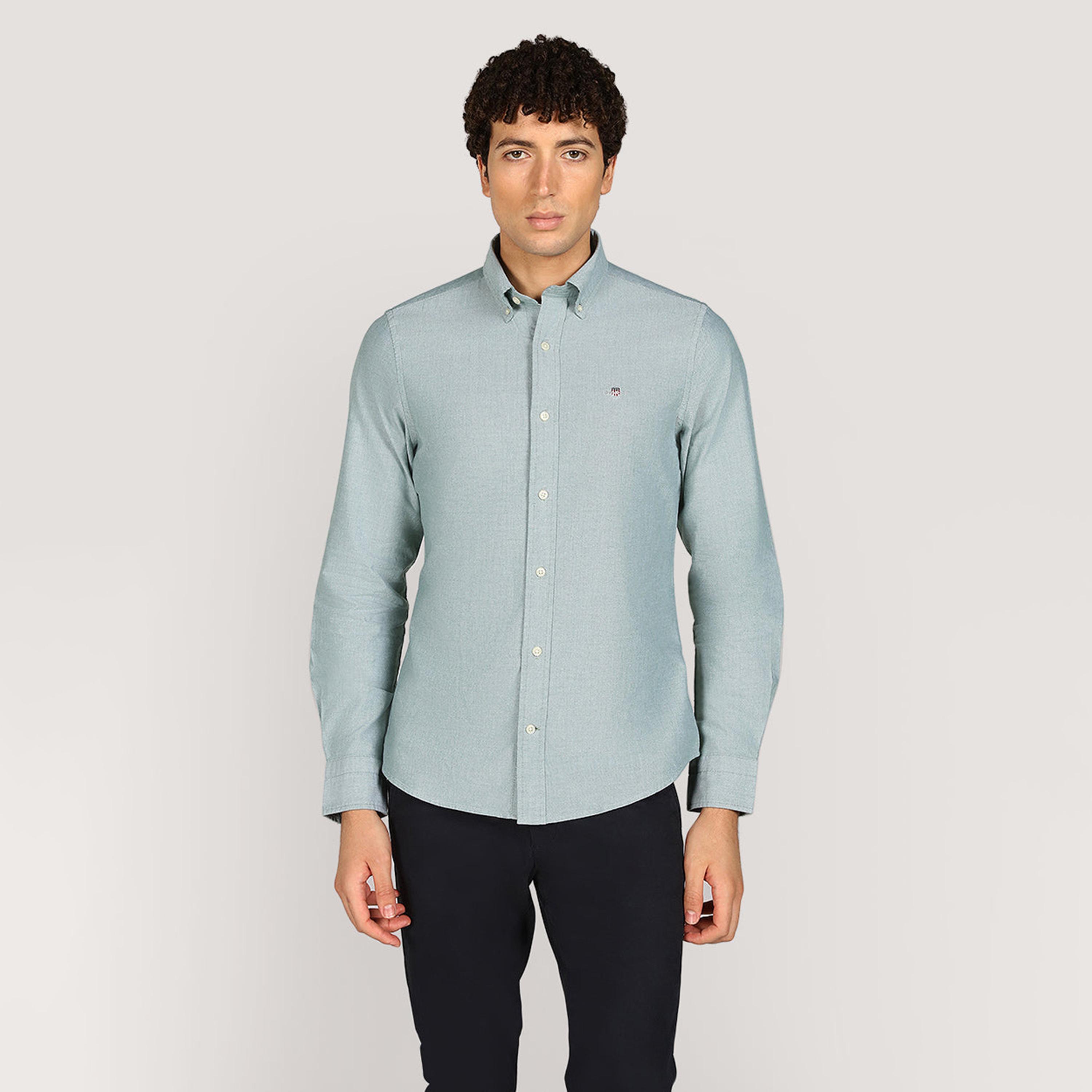 Gant Plain Slim Fit Long Sleeves Classic Oxford Button-Down Collar Men's Shirt-men-clothing-shirts-image-1