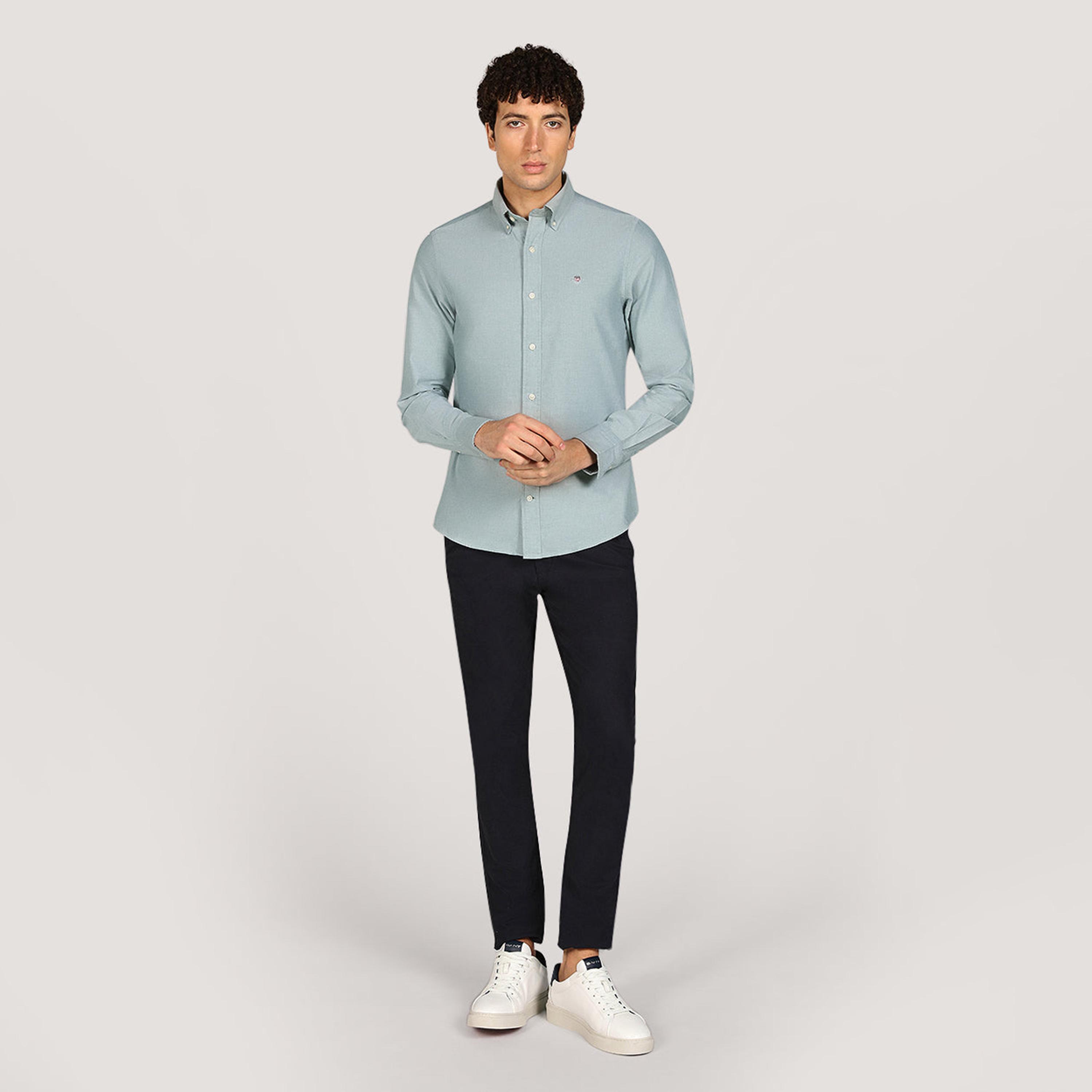 Gant Plain Slim Fit Long Sleeves Classic Oxford Button-Down Collar Men's Shirt-men-clothing-shirts-image-2