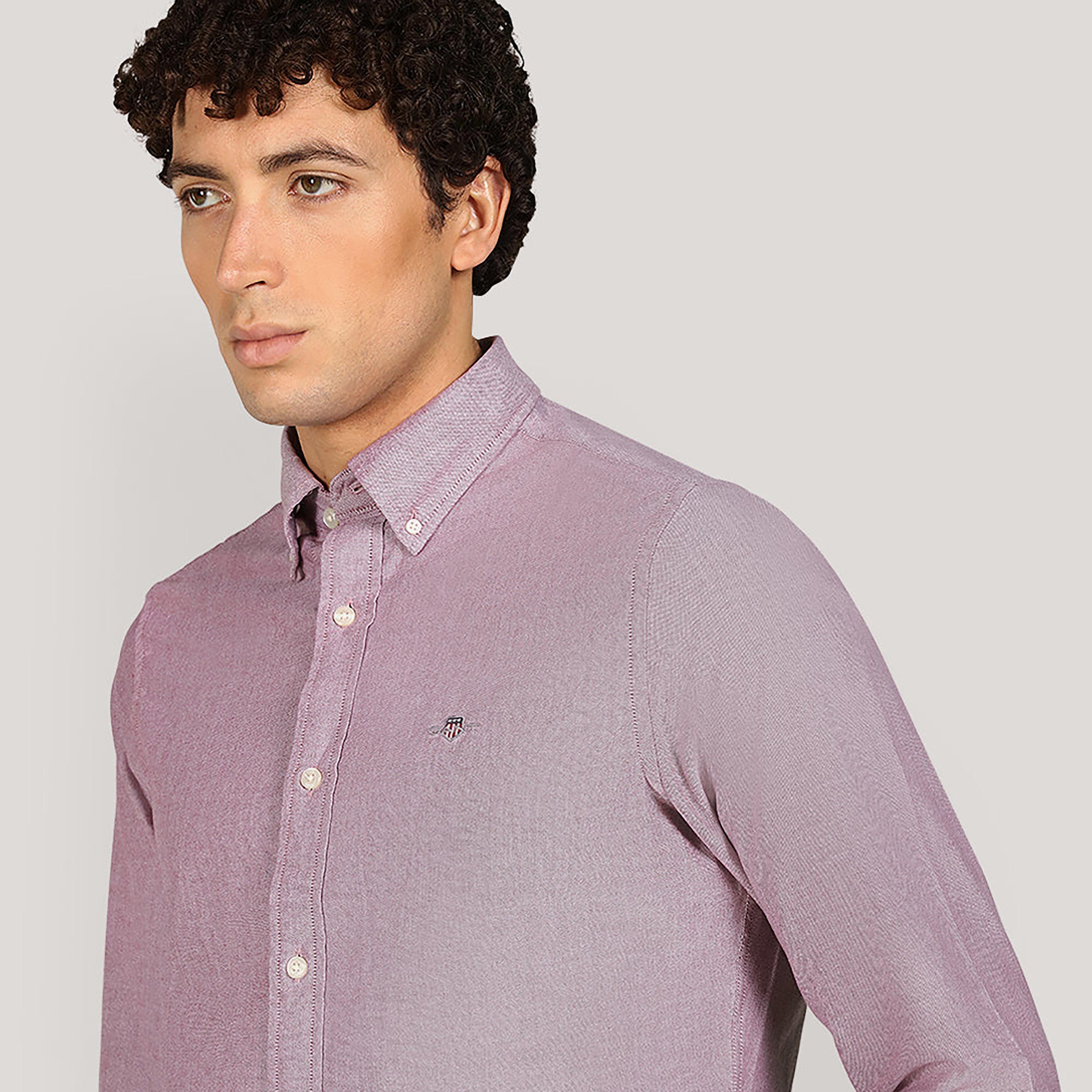 Gant Plain Slim Fit Long Sleeves Classic Oxford Button-Down Collar Men's Shirt-men-clothing-shirts-image-3