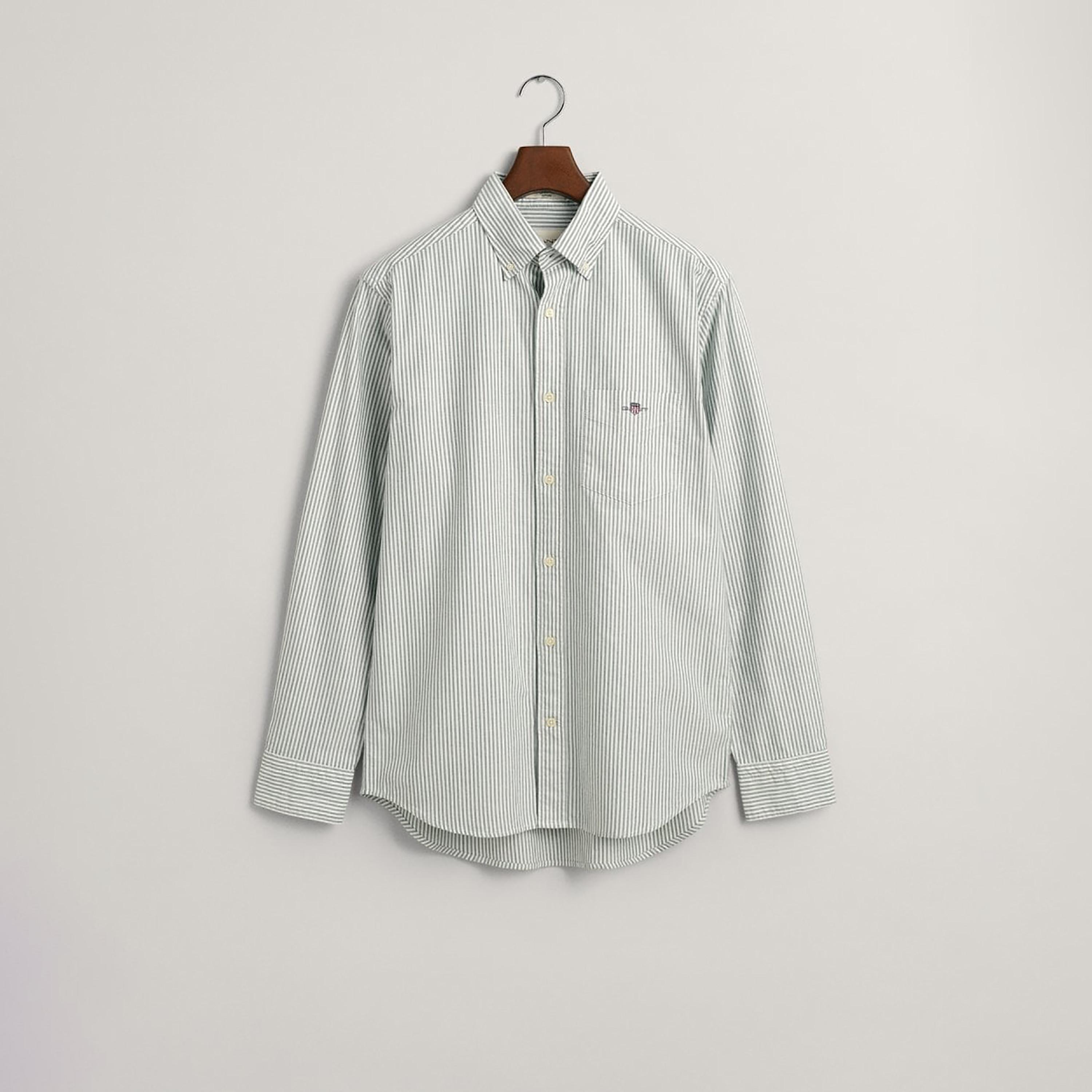Gant Banker Striped Button Down Collar Long Sleeves Shirt with Patch Pocket-men-clothing-shirts-image-1