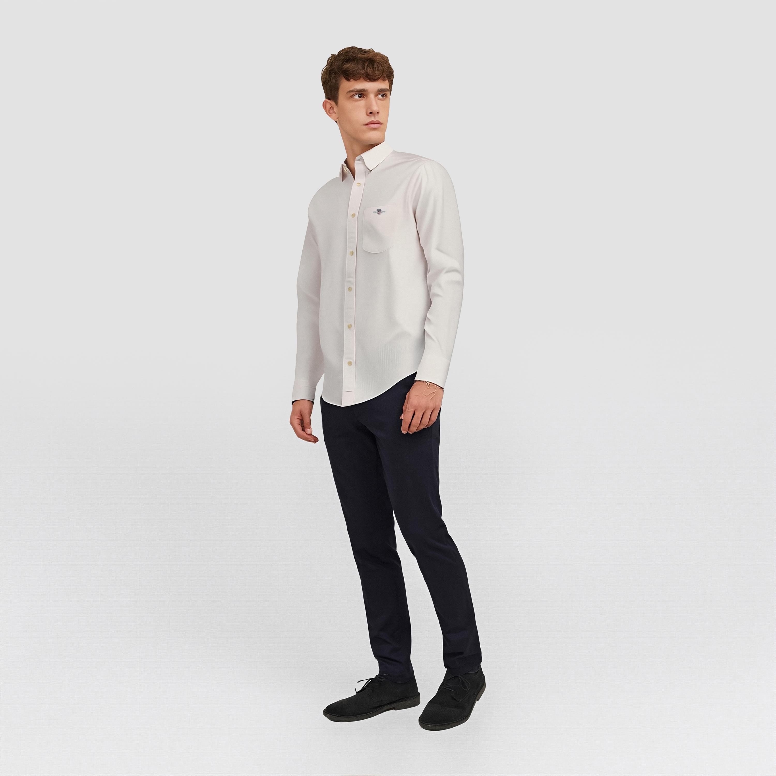 قميص من جانت بانكر مخطط بأكمام طويلة وياقة بأزرار سفلية وجيب رقعة-men-clothing-shirts-image-2