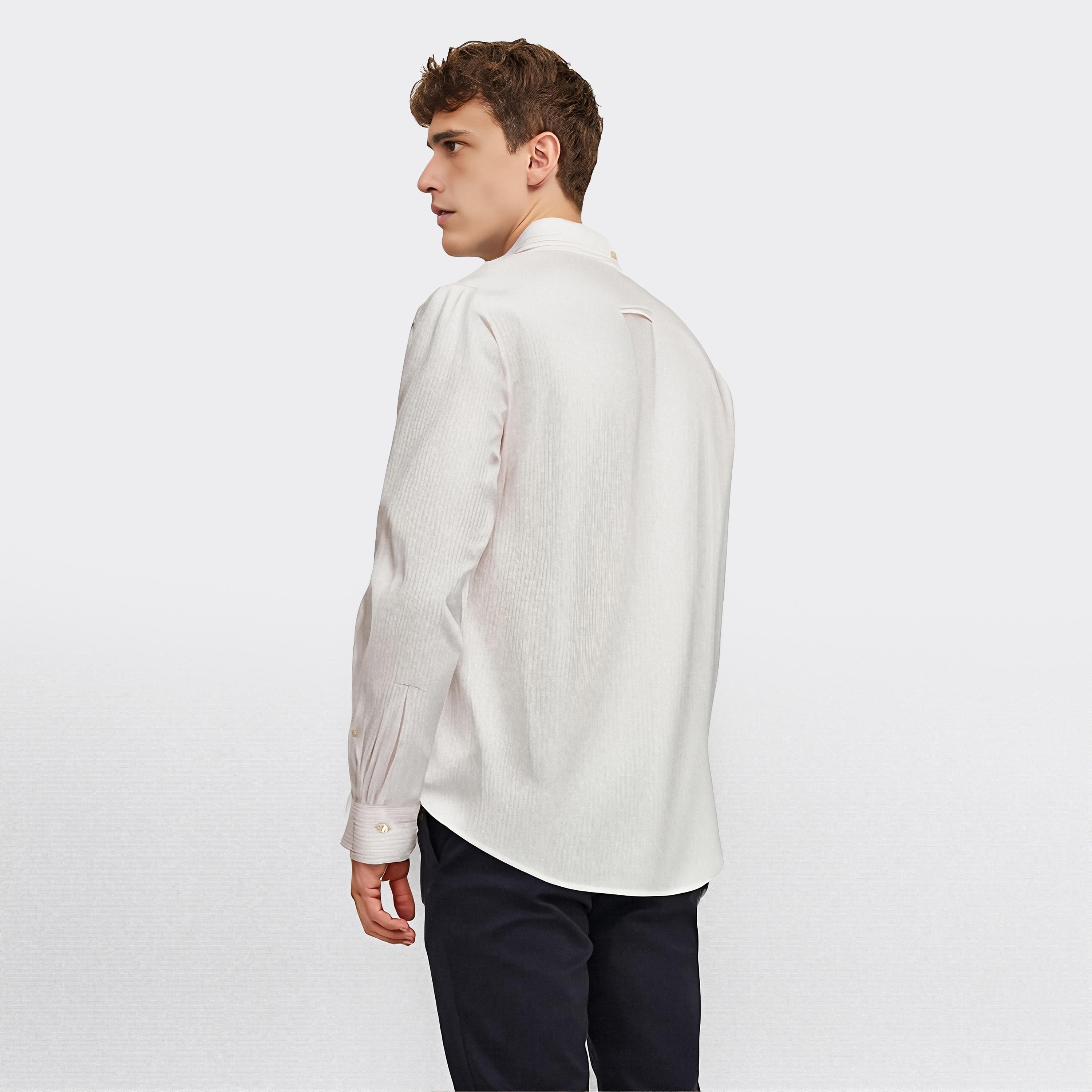قميص من جانت بانكر مخطط بأكمام طويلة وياقة بأزرار سفلية وجيب رقعة-men-clothing-shirts-image-3