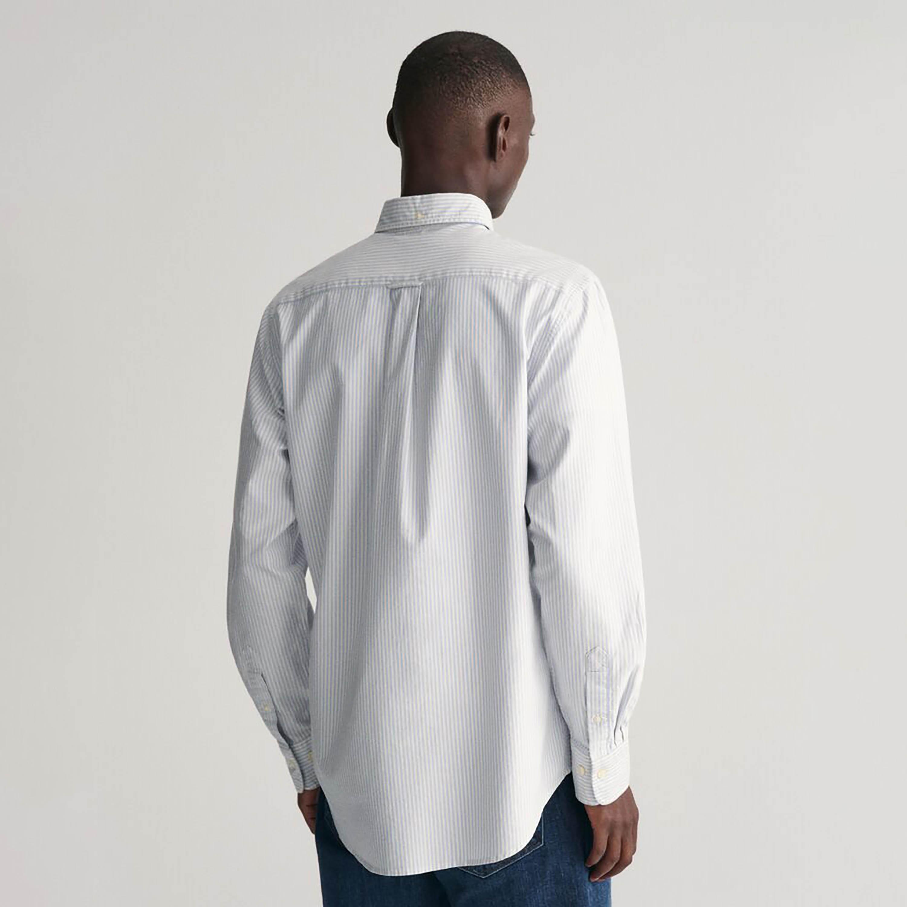 قميص رجالي مخطط بقصة عادية وأكمام طويلة وياقة بأزرار سفلية من Gant-men-clothing-shirts-image-4