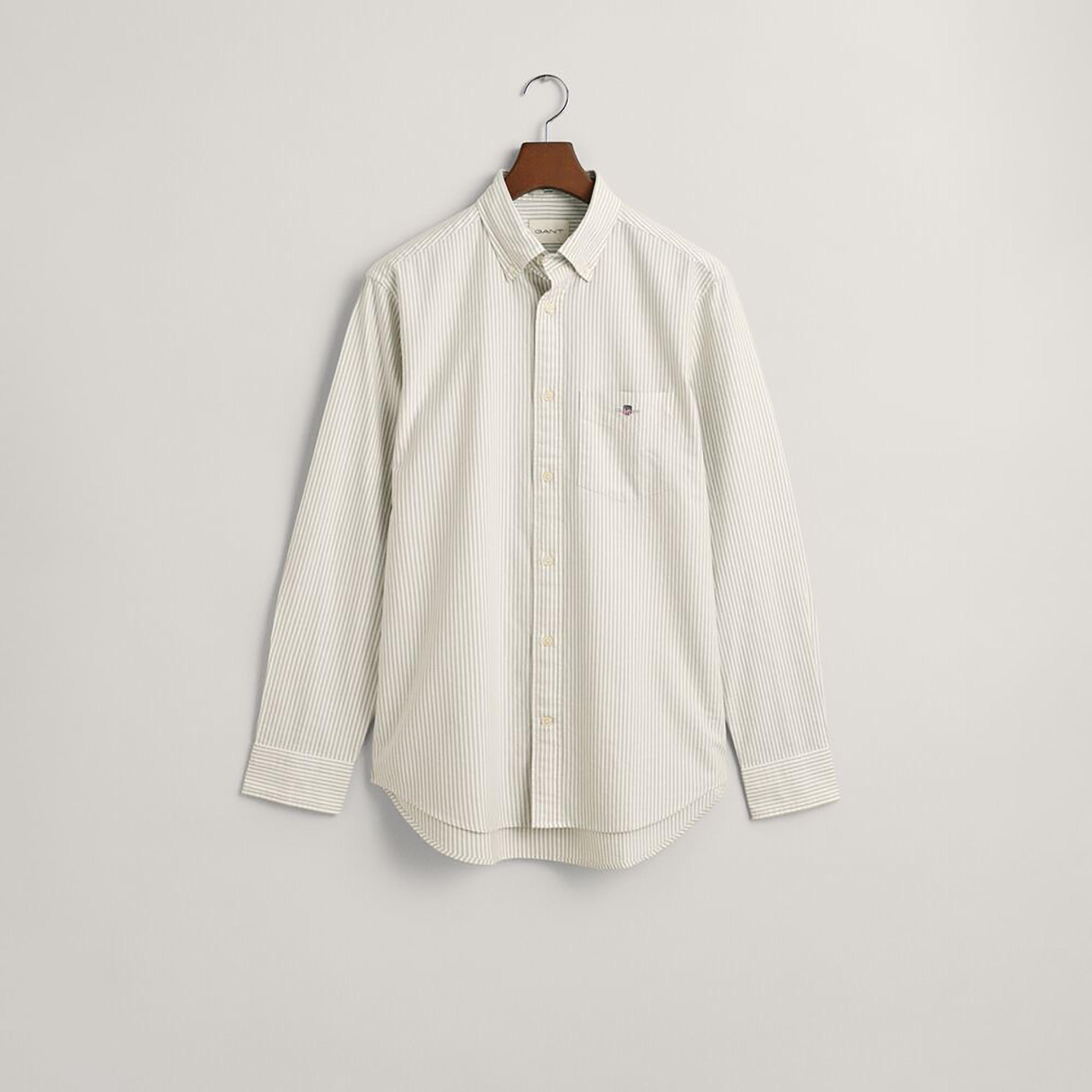 قميص رجالي مخطط بقصة عادية وأكمام طويلة وياقة بأزرار سفلية من Gant-men-clothing-shirts-image-6
