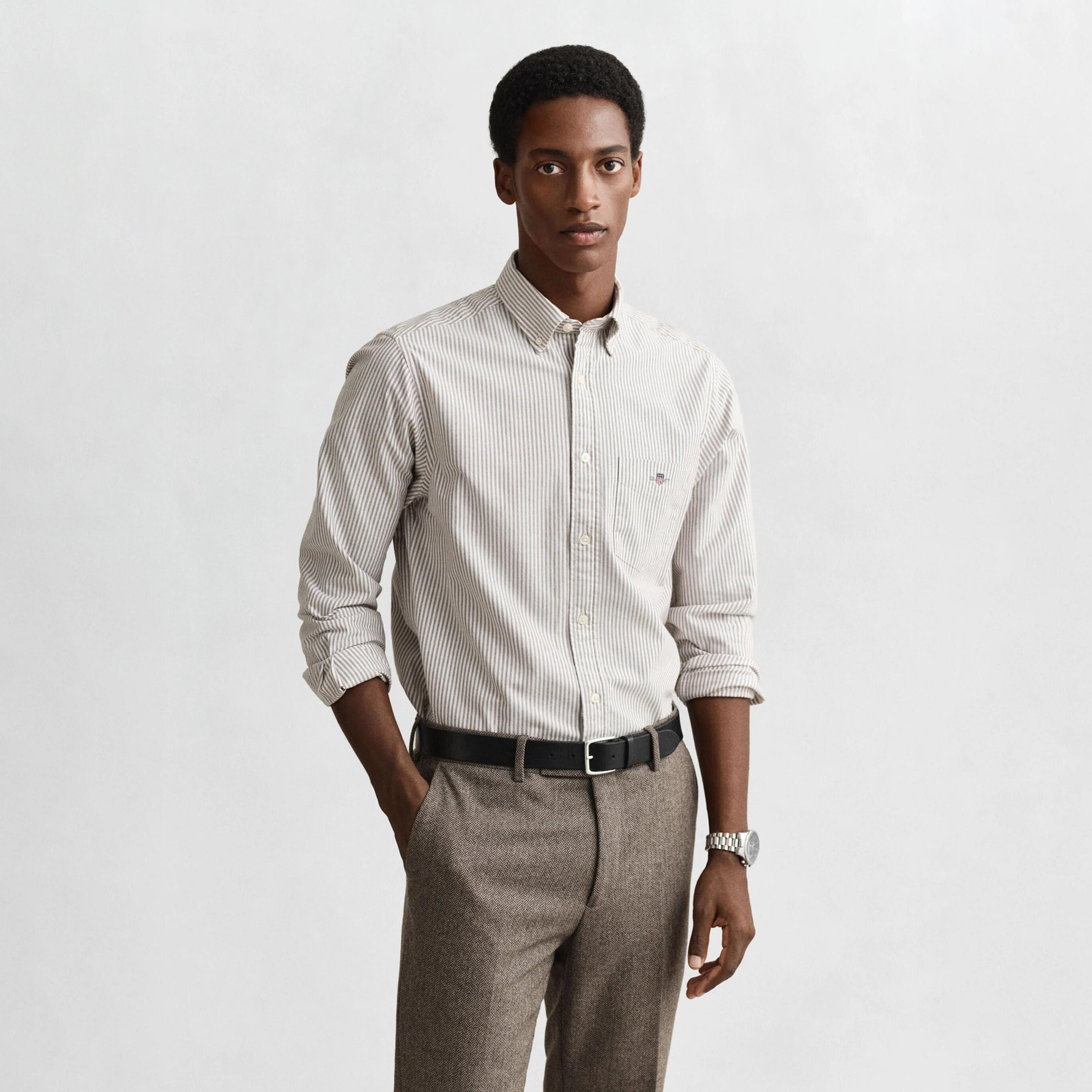 Gant Striped Regular Fit Long Sleeves Oxford Button-Down Collar Men's Shirt-men-clothing-shirts-image-9