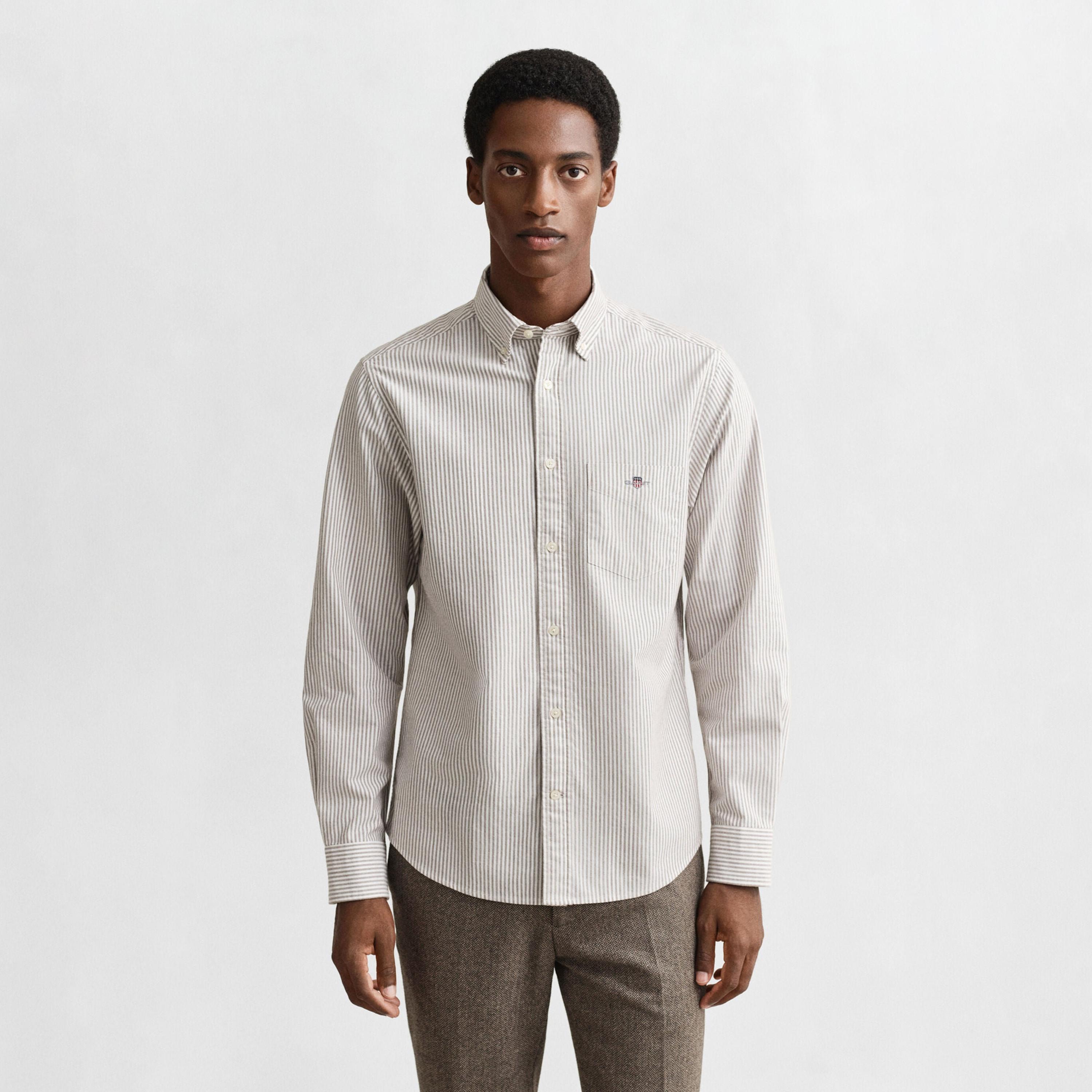 Gant Striped Regular Fit Long Sleeves Oxford Button-Down Collar Men's Shirt-men-clothing-shirts-image-10