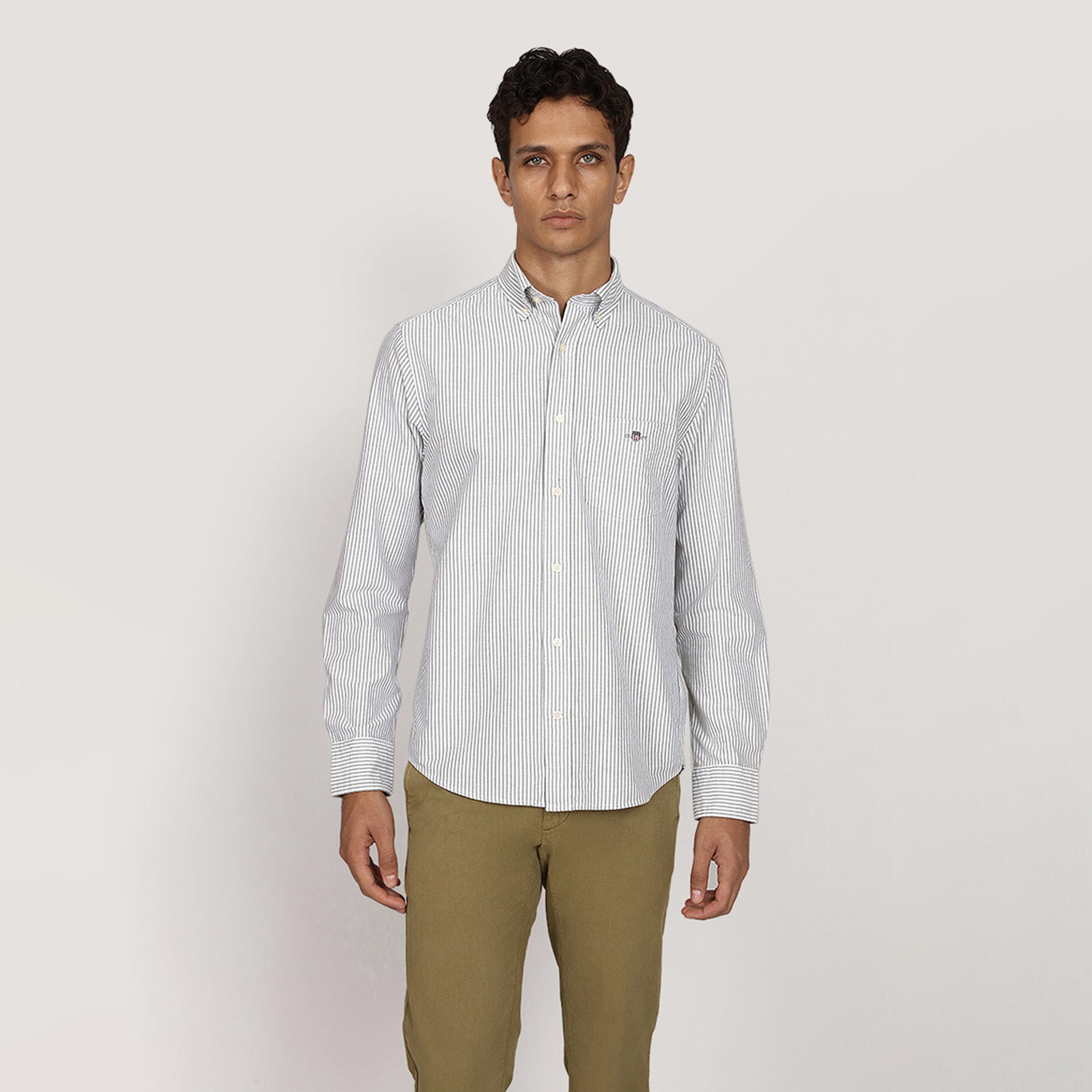Gant Striped Regular Fit Long Sleeves Oxford Button-Down Collar Men's Shirt-men-clothing-shirts-image-1