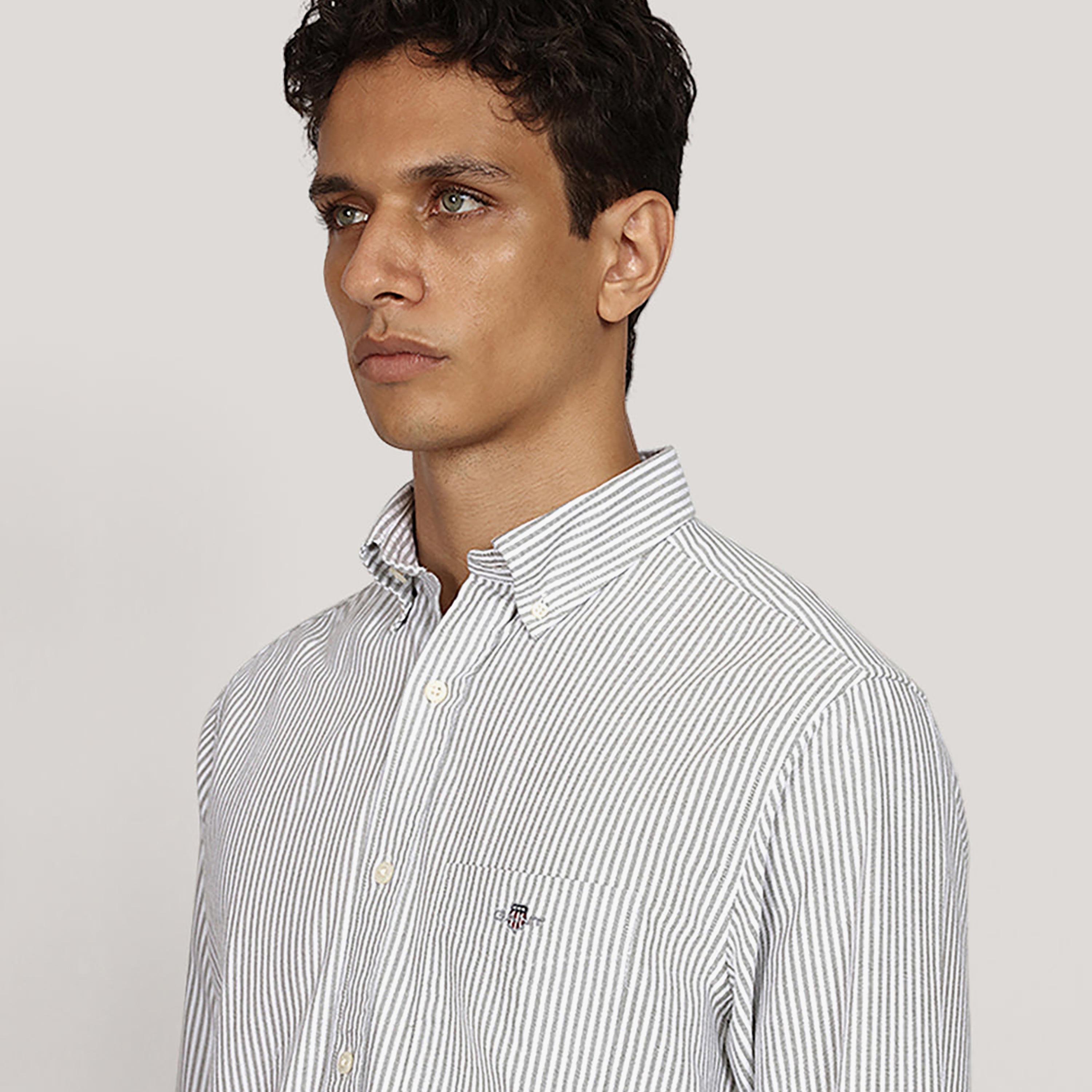 Gant Striped Regular Fit Long Sleeves Oxford Button-Down Collar Men's Shirt-men-clothing-shirts-image-3