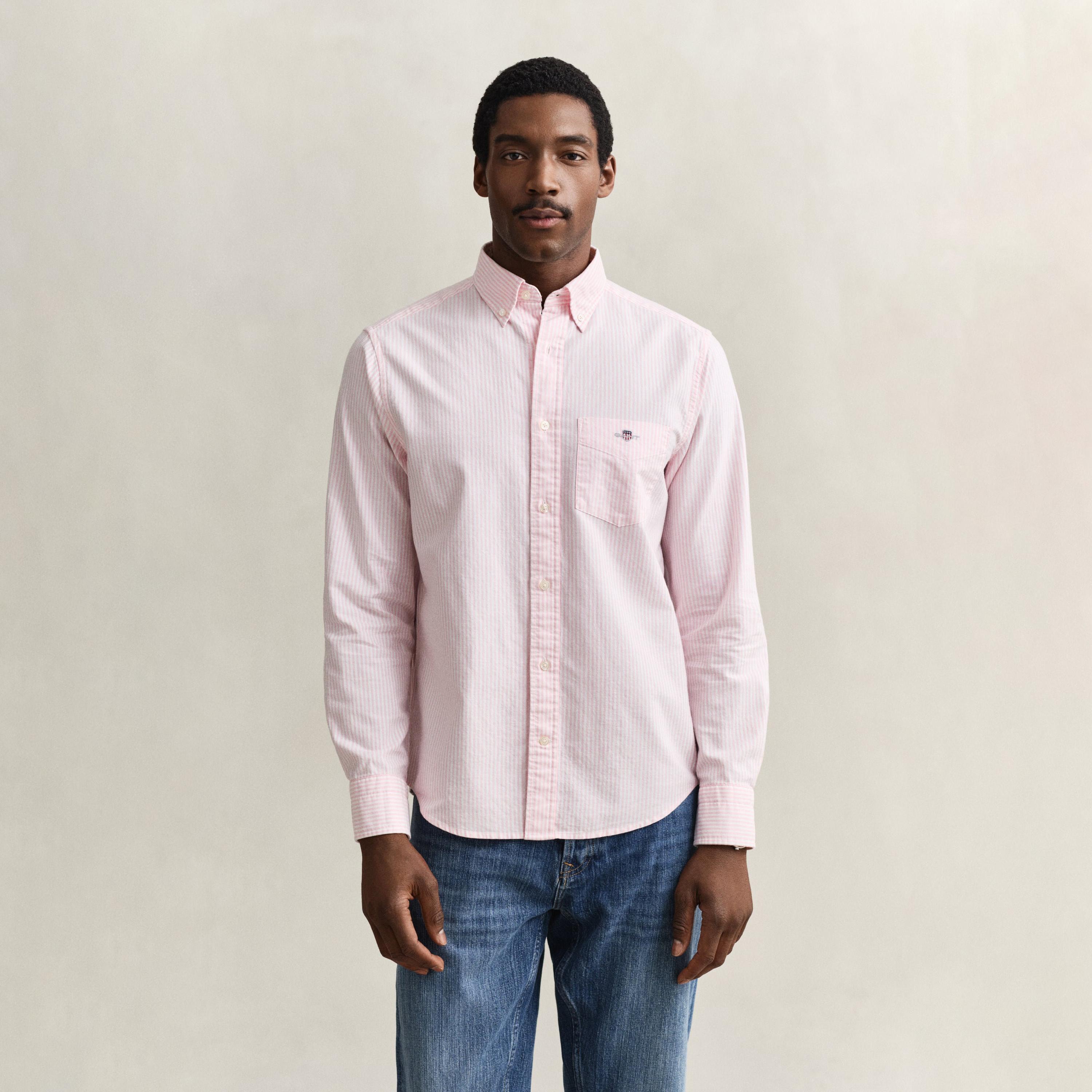 Gant Striped Regular Fit Long Sleeves Oxford Button-Down Collar Men's Shirt-men-clothing-shirts-image-14