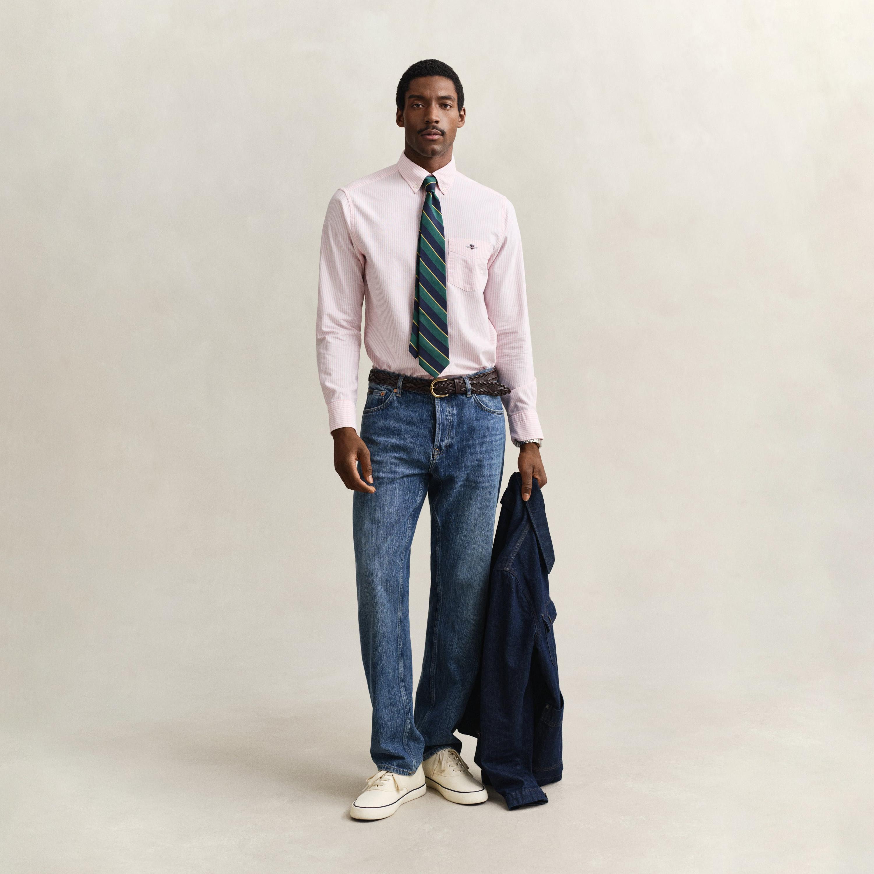 Gant Striped Regular Fit Long Sleeves Oxford Button-Down Collar Men's Shirt-men-clothing-shirts-image-16