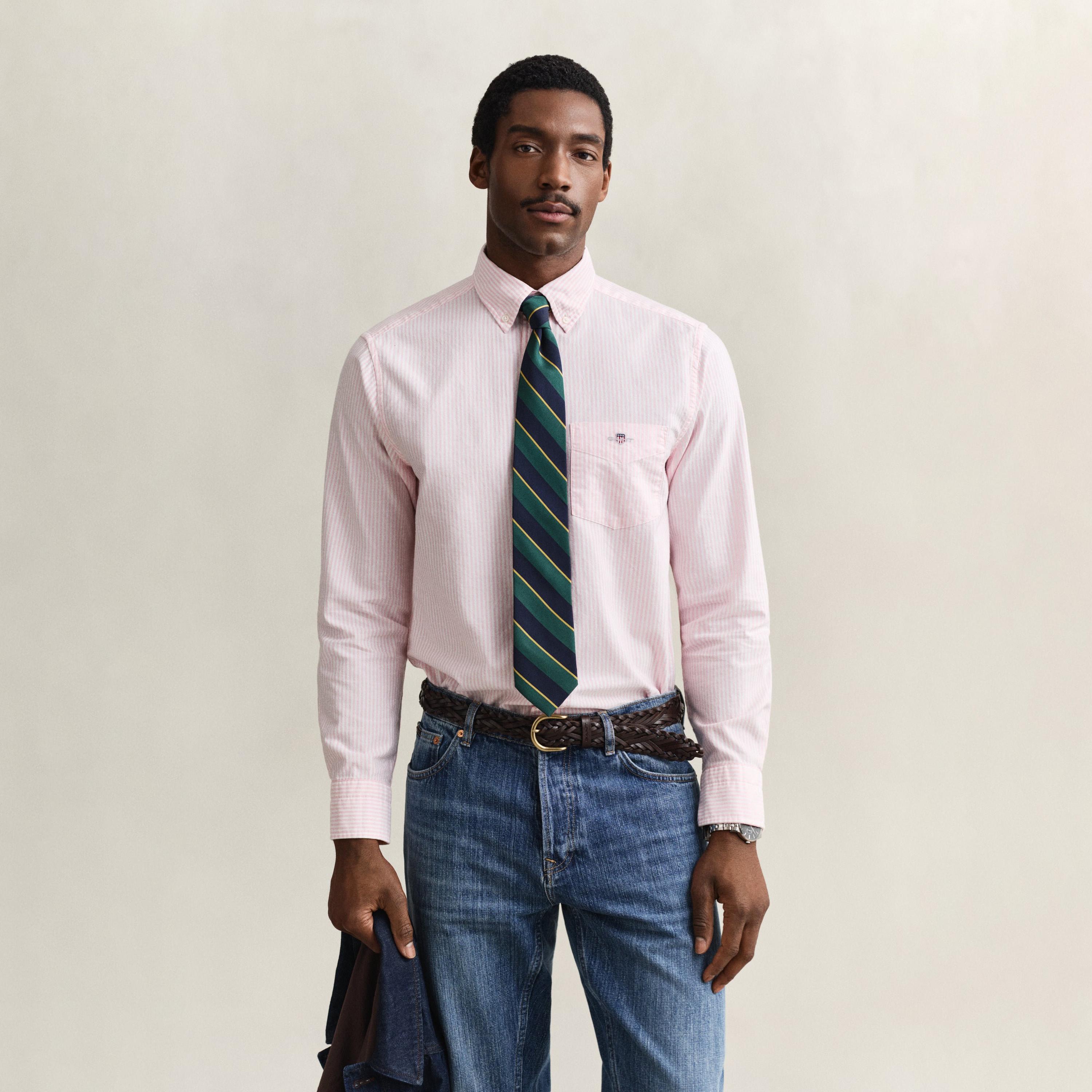 Gant Striped Regular Fit Long Sleeves Oxford Button-Down Collar Men's Shirt-men-clothing-shirts-image-18