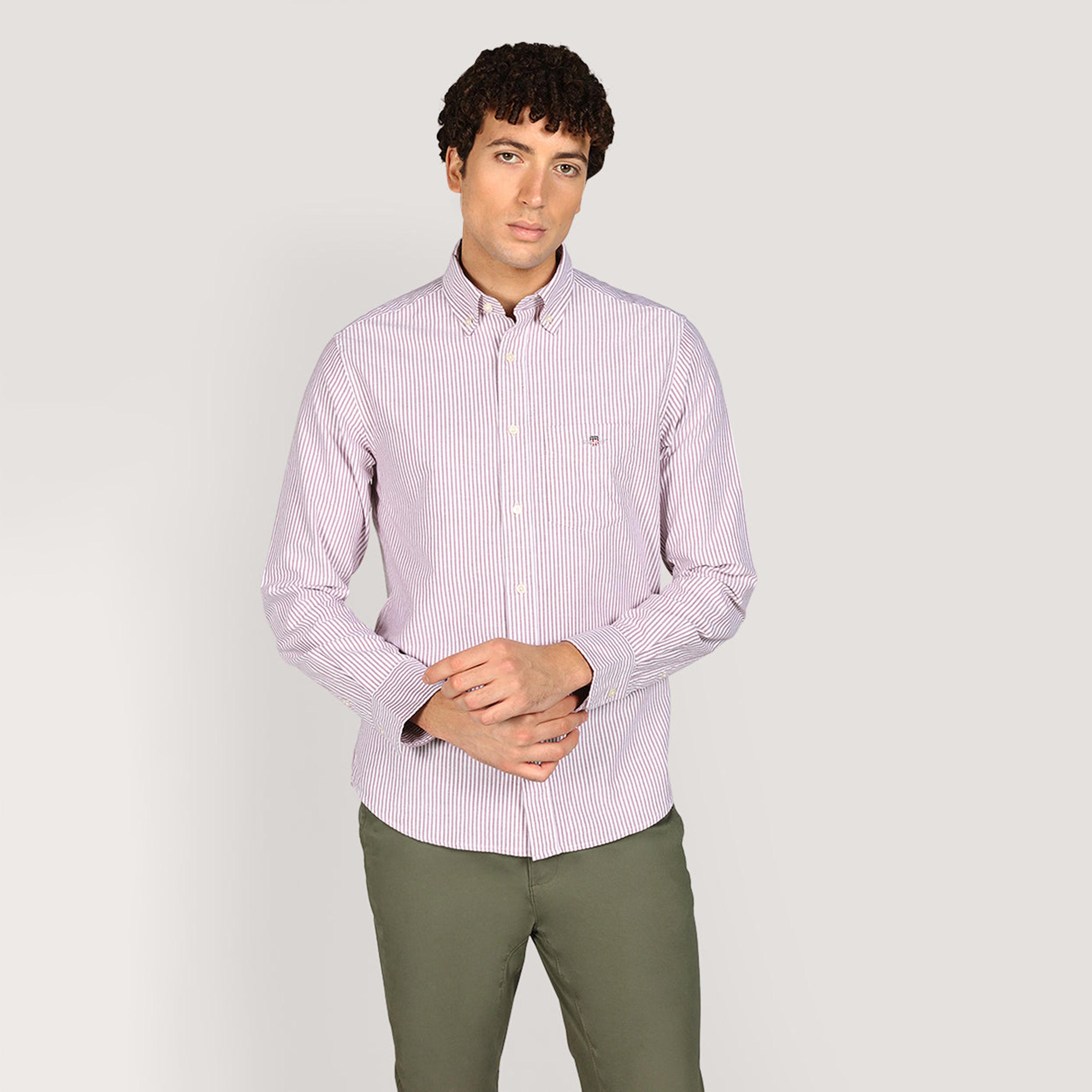 Gant Striped Regular Fit Long Sleeves Oxford Button-Down Collar Men's Shirt-men-clothing-shirts-image-5