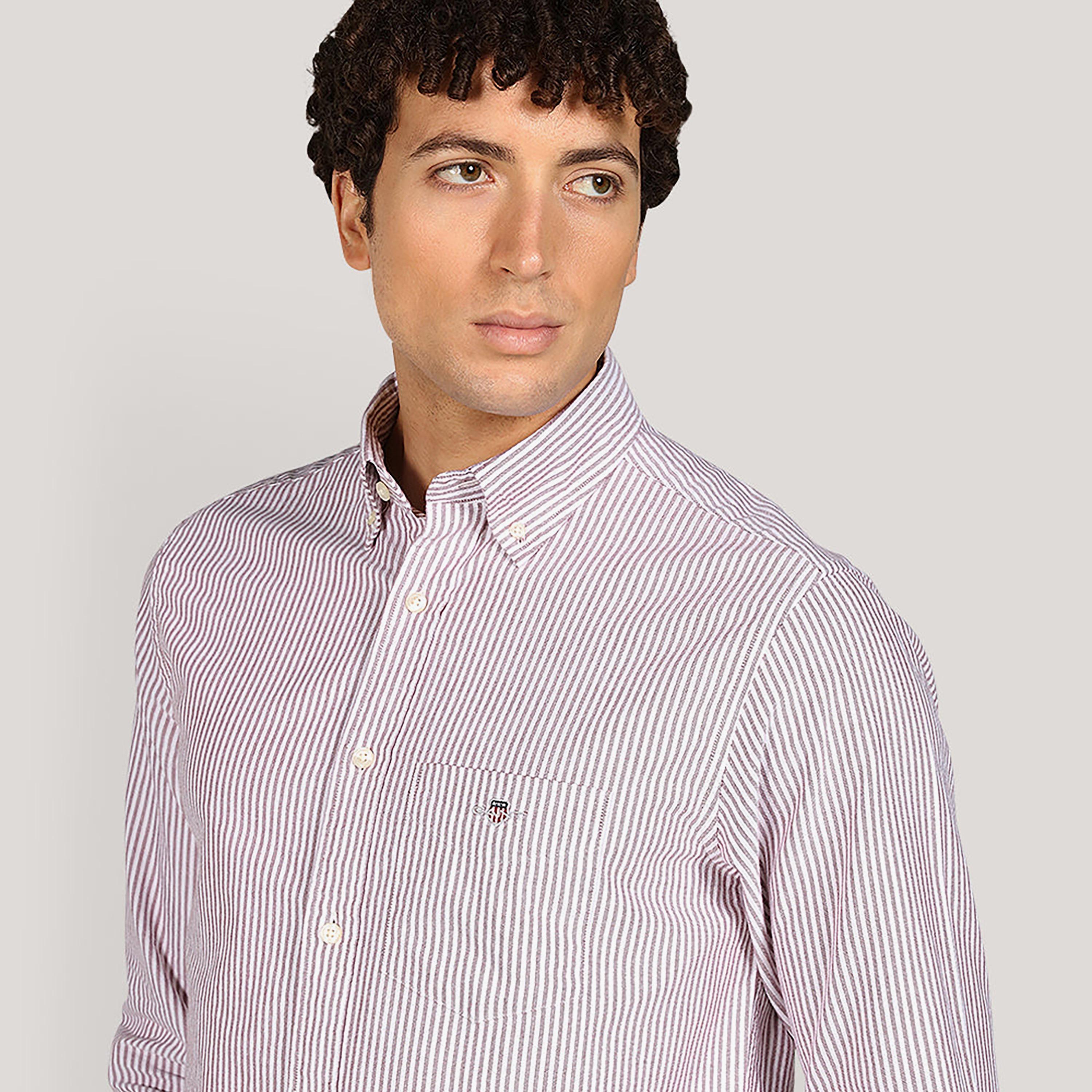 Gant Striped Regular Fit Long Sleeves Oxford Button-Down Collar Men's Shirt-men-clothing-shirts-image-3