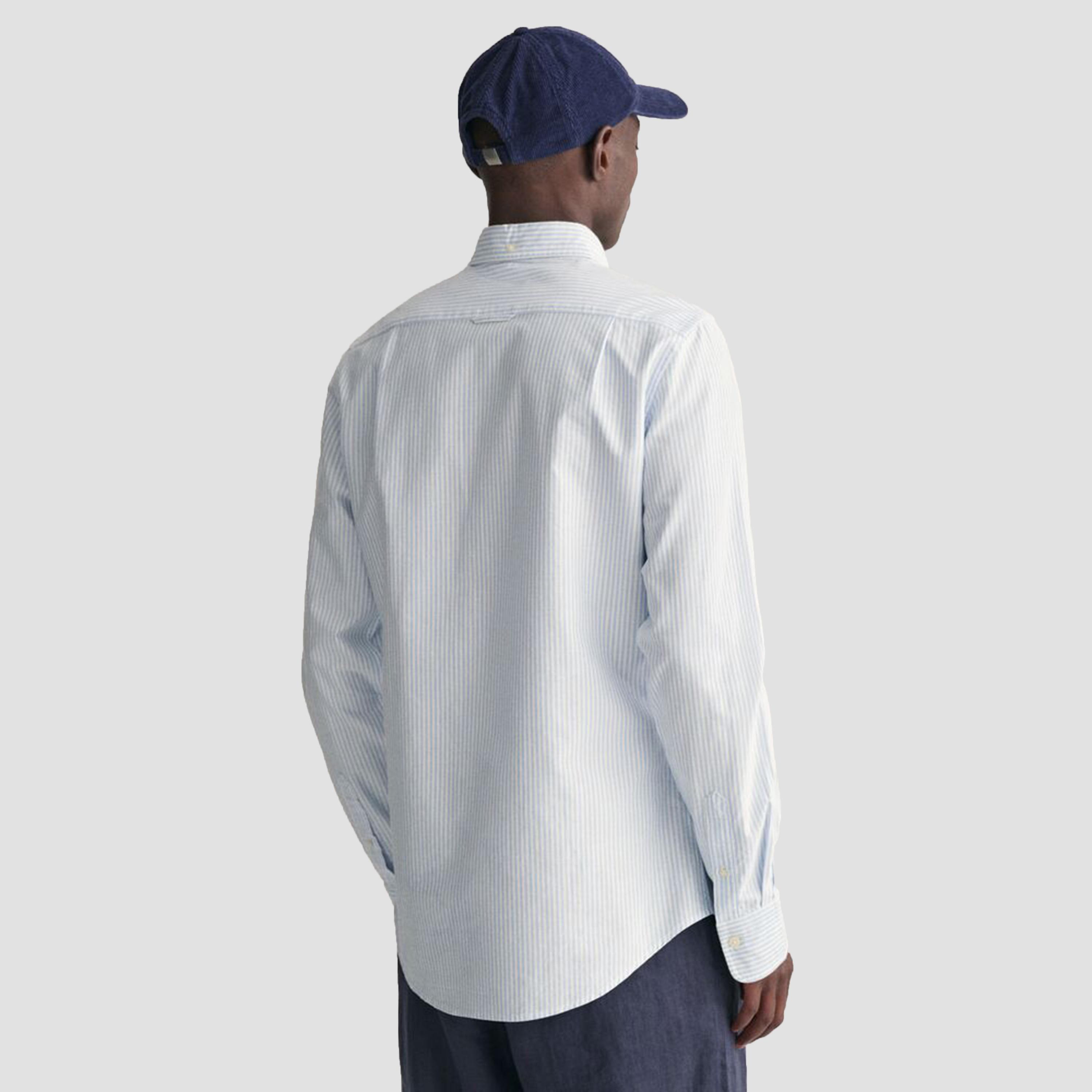 قميص أكسفورد رجالي بقصة ضيقة بياقة بأزرار وأكمام طويلة، مخطط من جانت-men-clothing-shirts-image-4