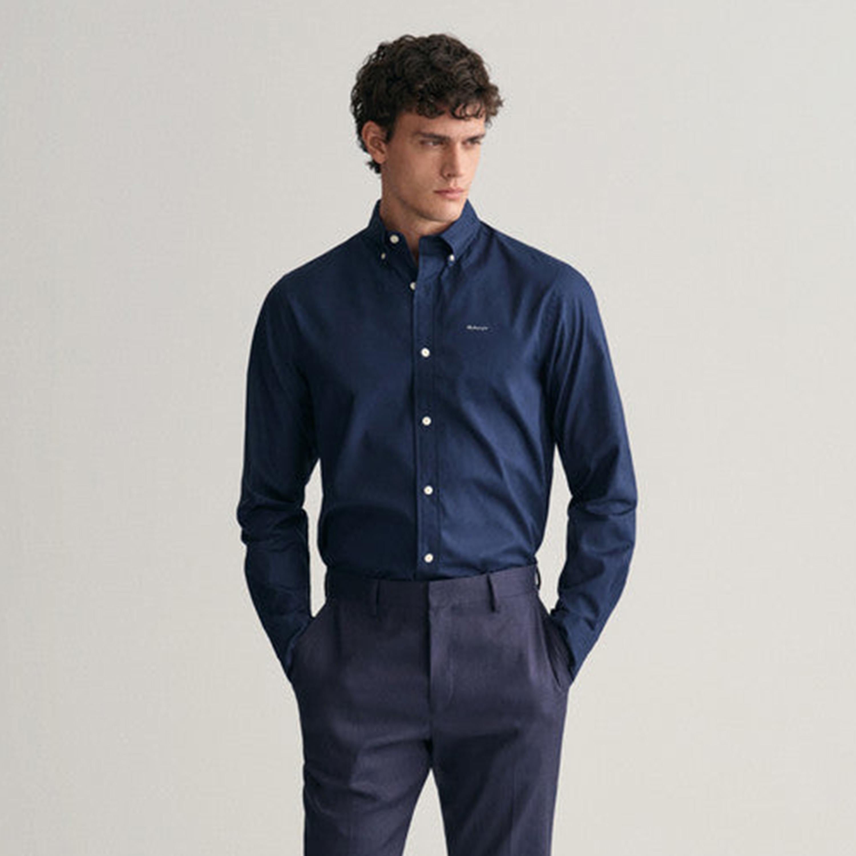 Gant Plain Regular Fit Long Sleeves Oxford Button-Down Collar Men's Shirt-men-clothing-shirts-image-5
