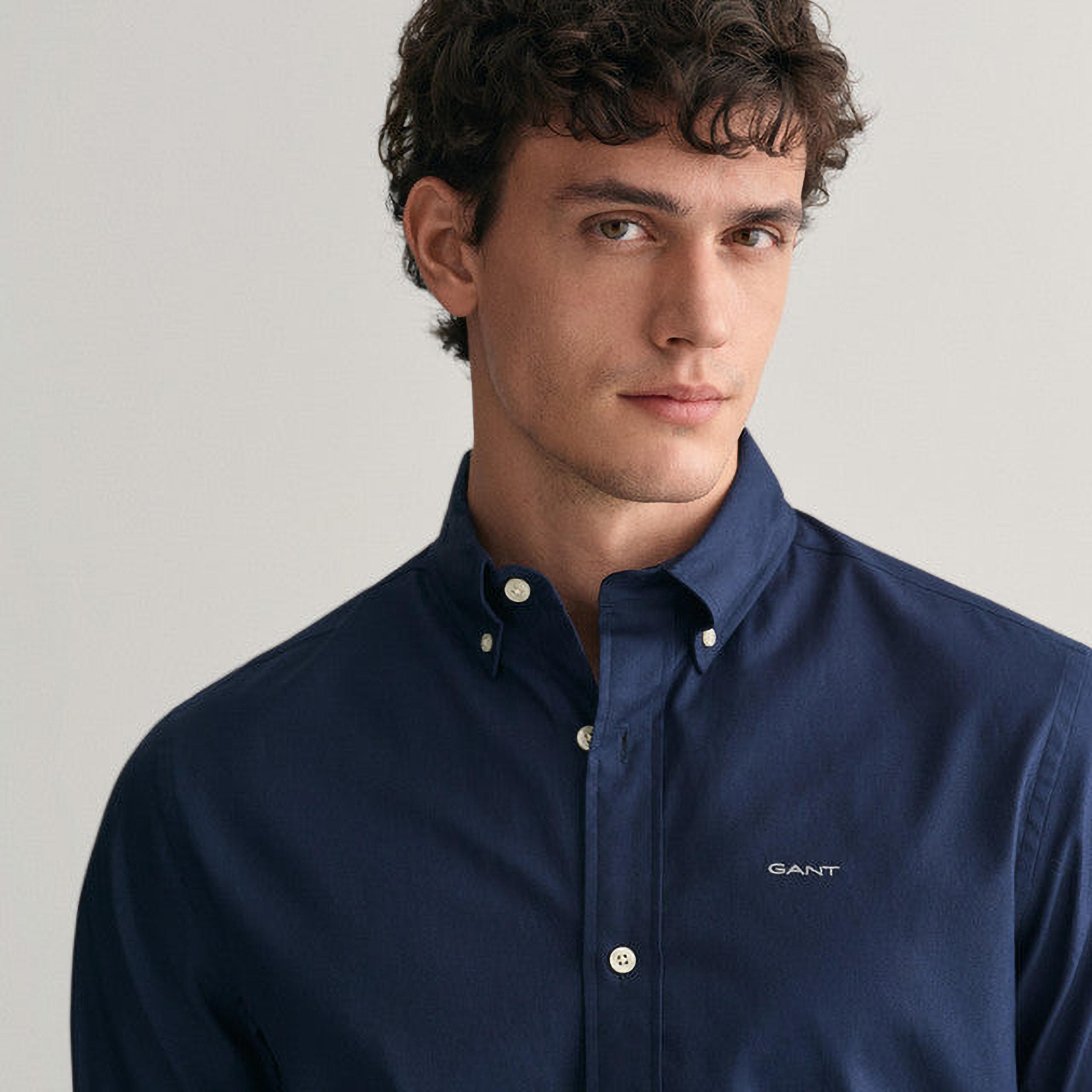 Gant Plain Regular Fit Long Sleeves Oxford Button-Down Collar Men's Shirt-men-clothing-shirts-image-6
