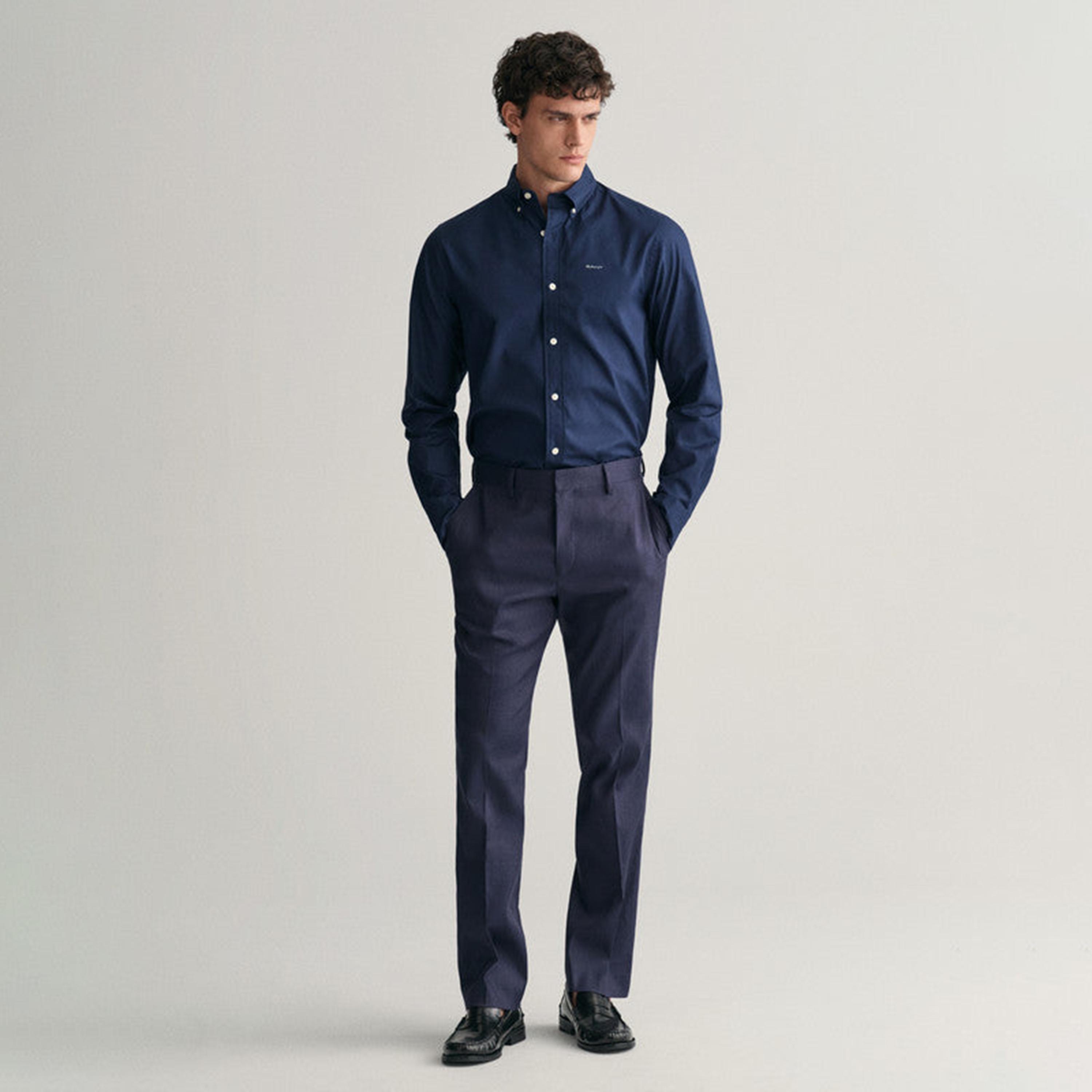 Gant Plain Regular Fit Long Sleeves Oxford Button-Down Collar Men's Shirt-men-clothing-shirts-image-7