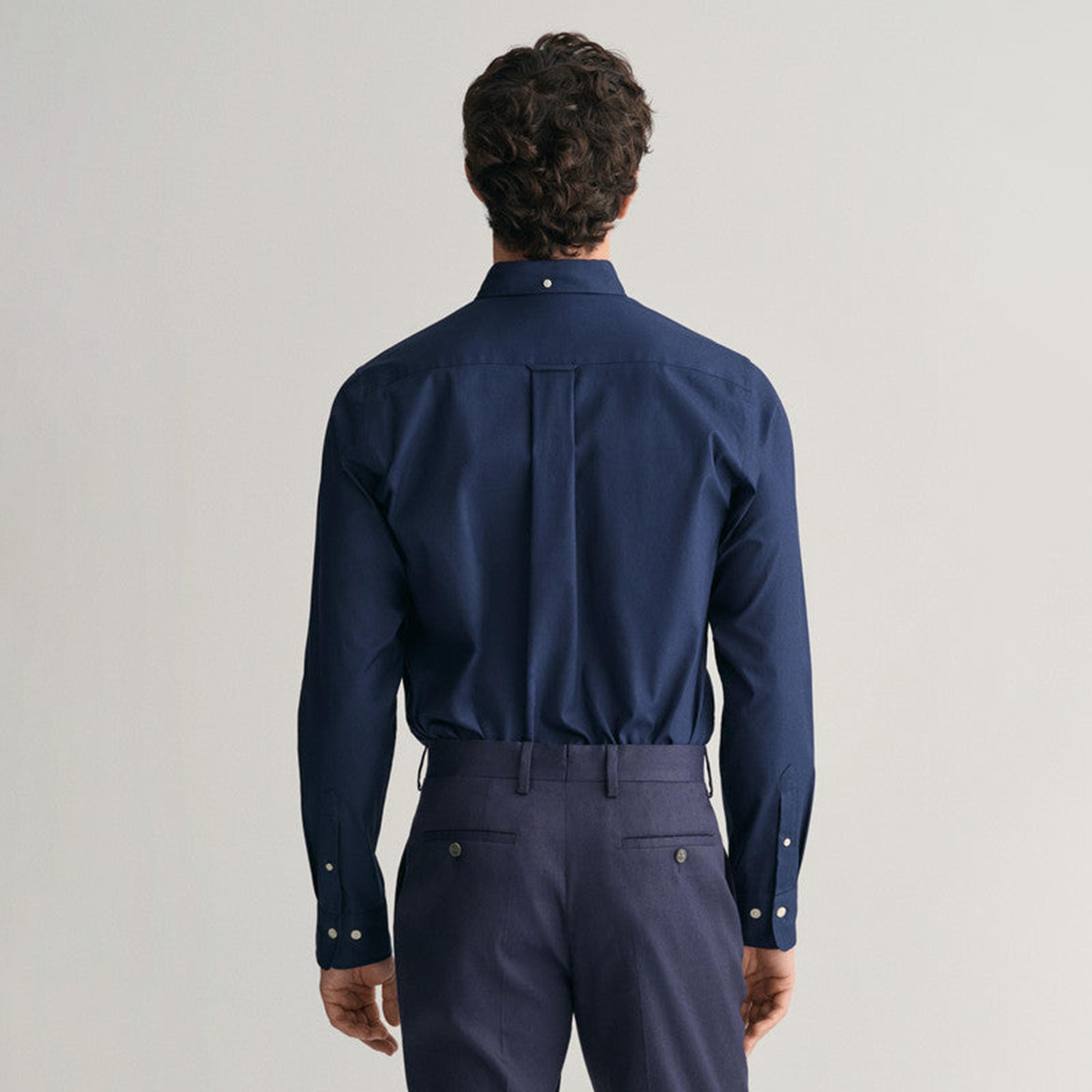 Gant Plain Regular Fit Long Sleeves Oxford Button-Down Collar Men's Shirt-men-clothing-shirts-image-8