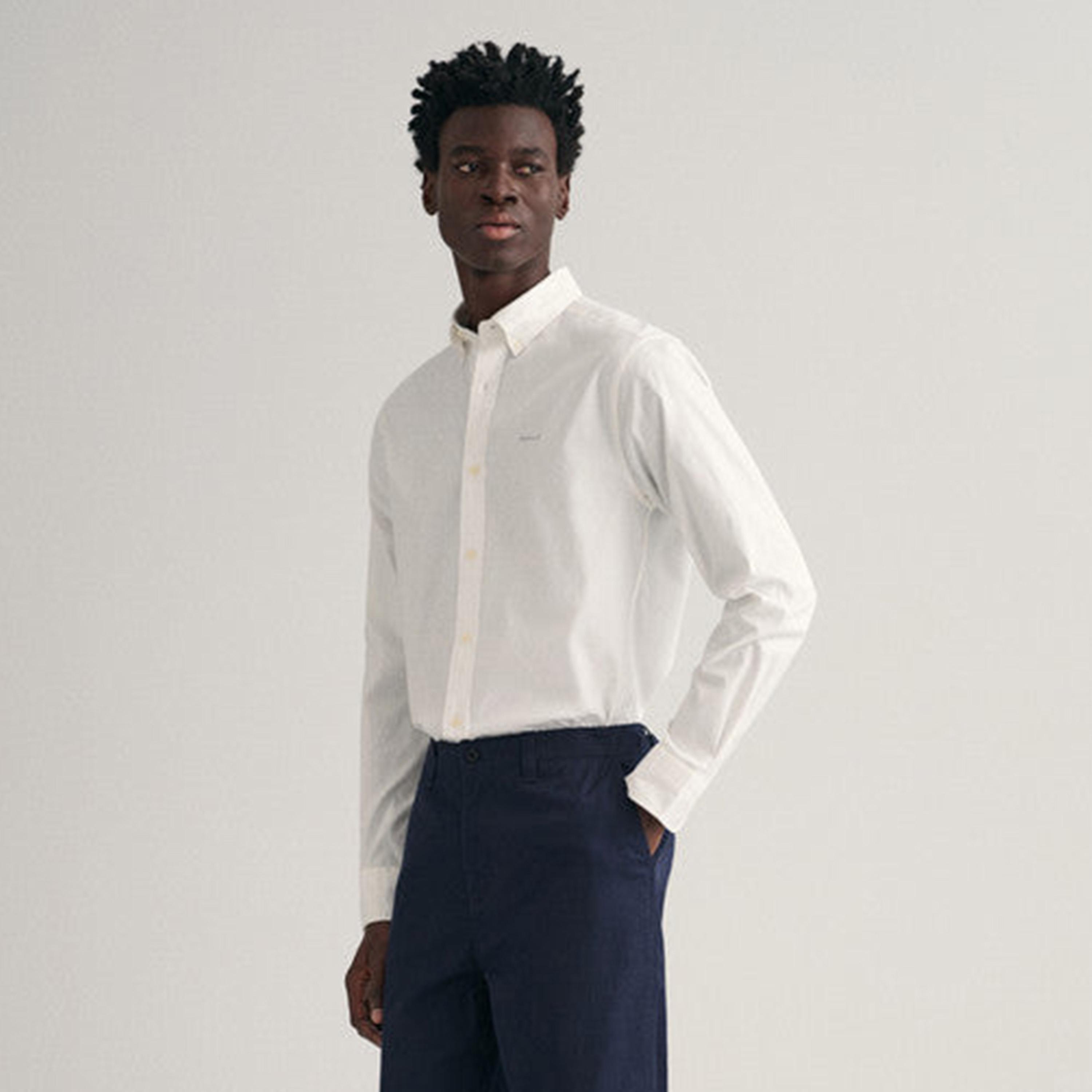 Gant Plain Regular Fit Long Sleeves Oxford Button-Down Collar Men's Shirt-men-clothing-shirts-image-1