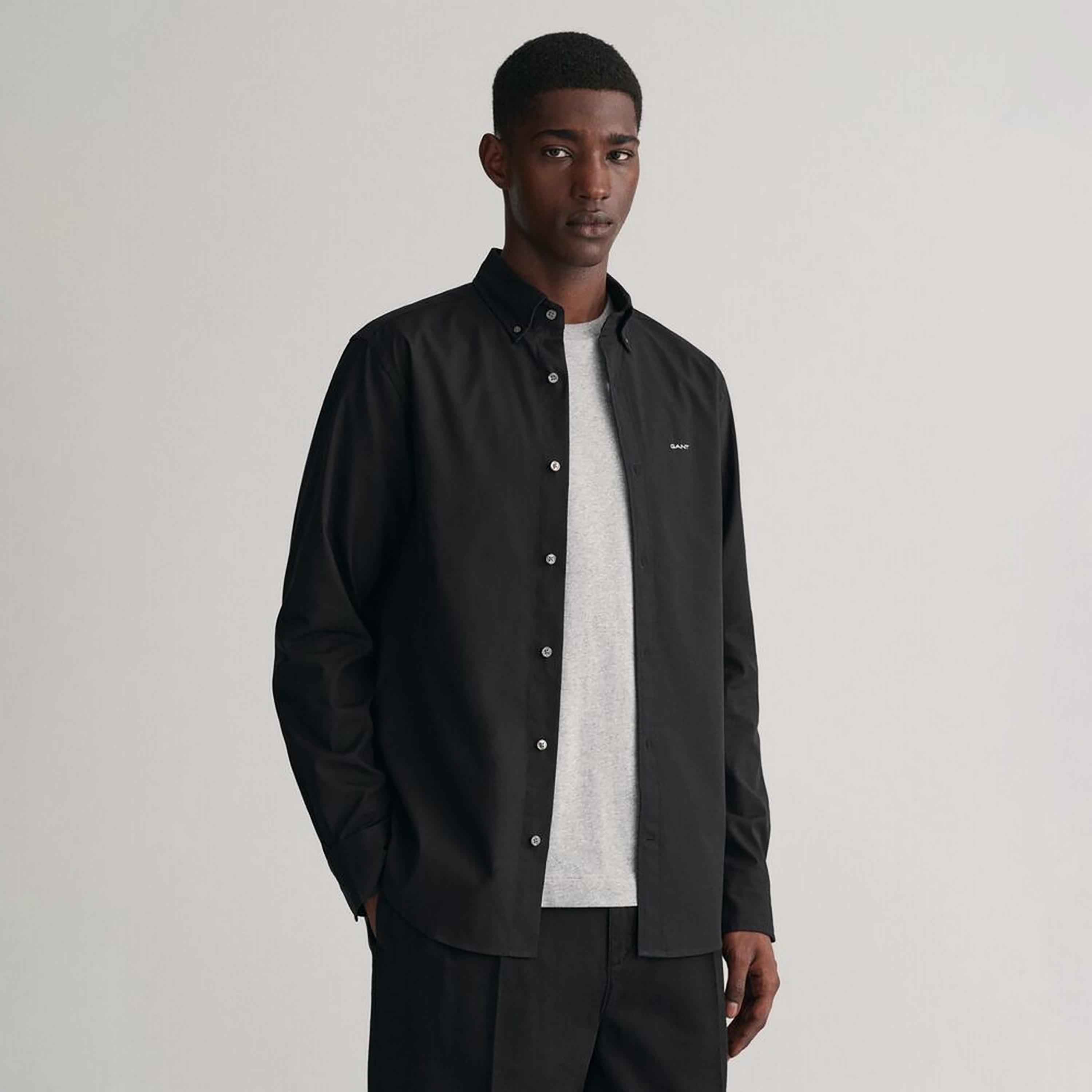 Gant Regular Fit Plain Button Down Collar Long Sleeves Men's Shirt-men-clothing-shirts-image-1