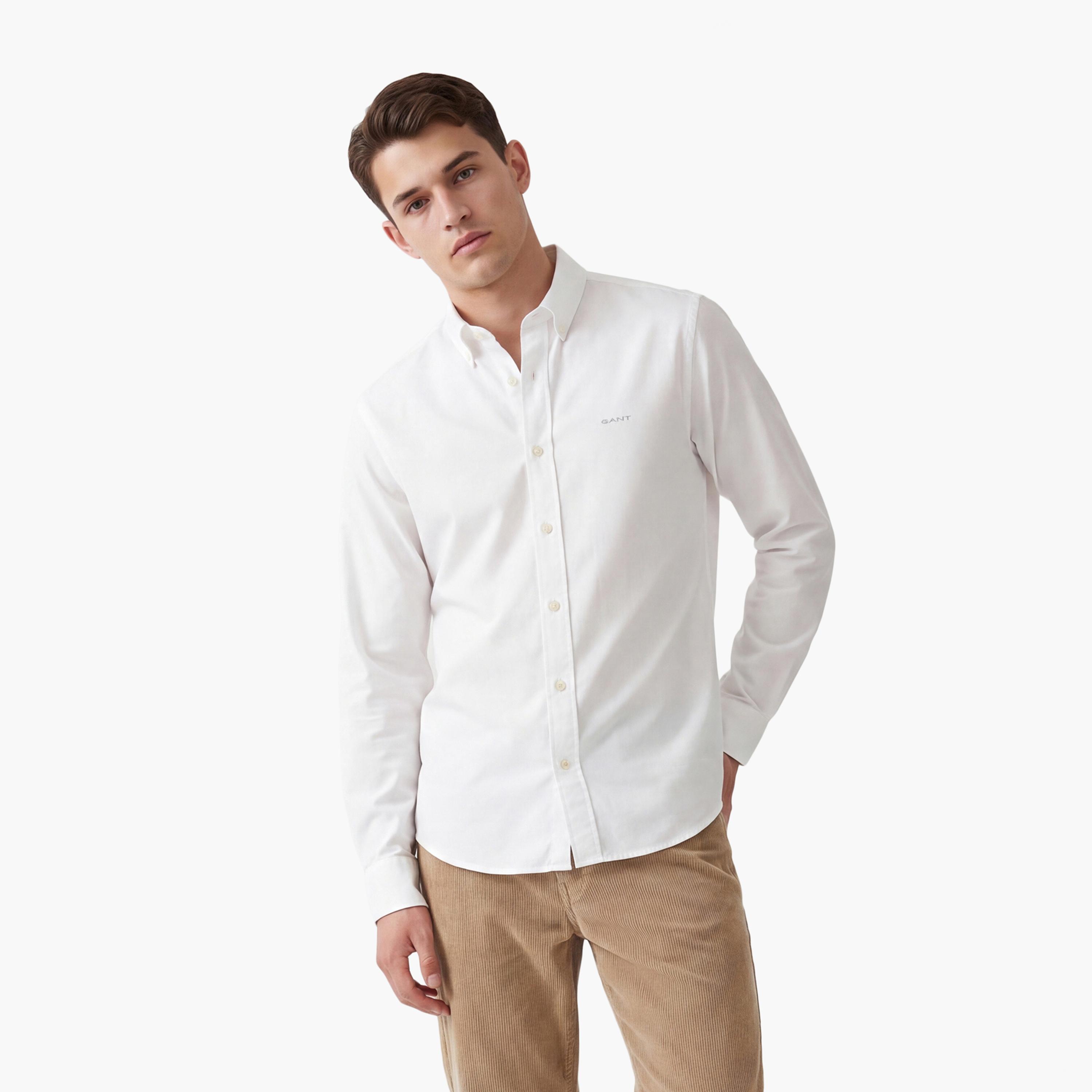 Gant Plain Button Down Collar Long Sleeves Shirt-men-clothing-shirts-image-1
