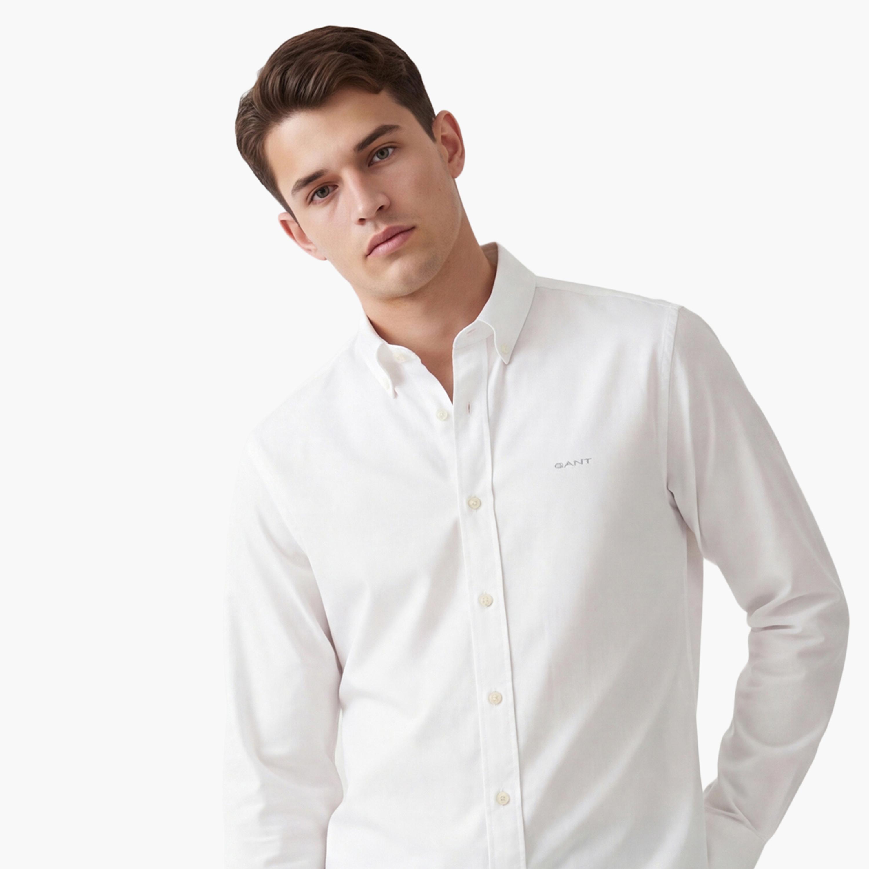 Gant Plain Button Down Collar Long Sleeves Shirt-men-clothing-shirts-image-4