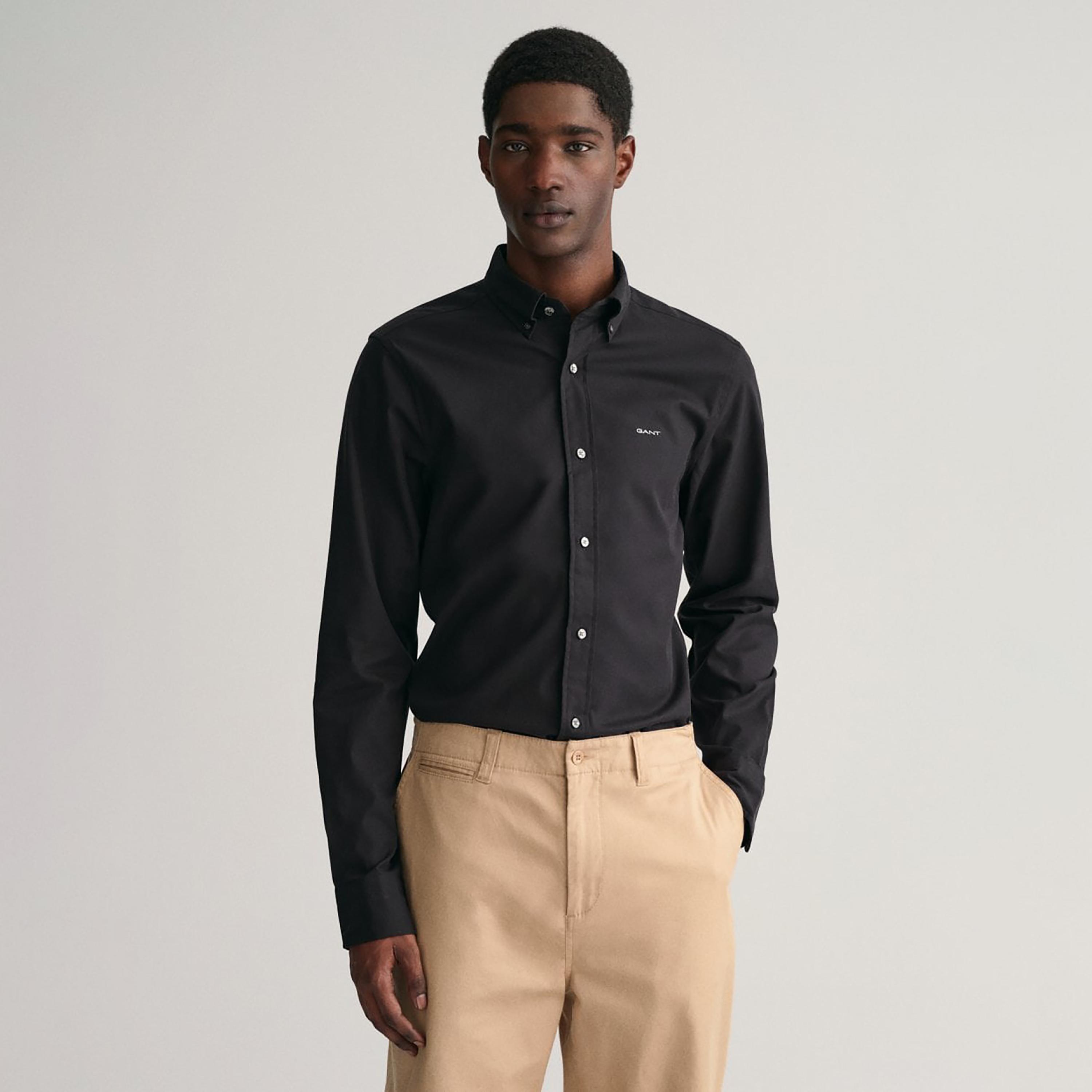 قميص من جانت عادي بأزرار سفلية وأكمام طويلة-men-clothing-shirts-image-1